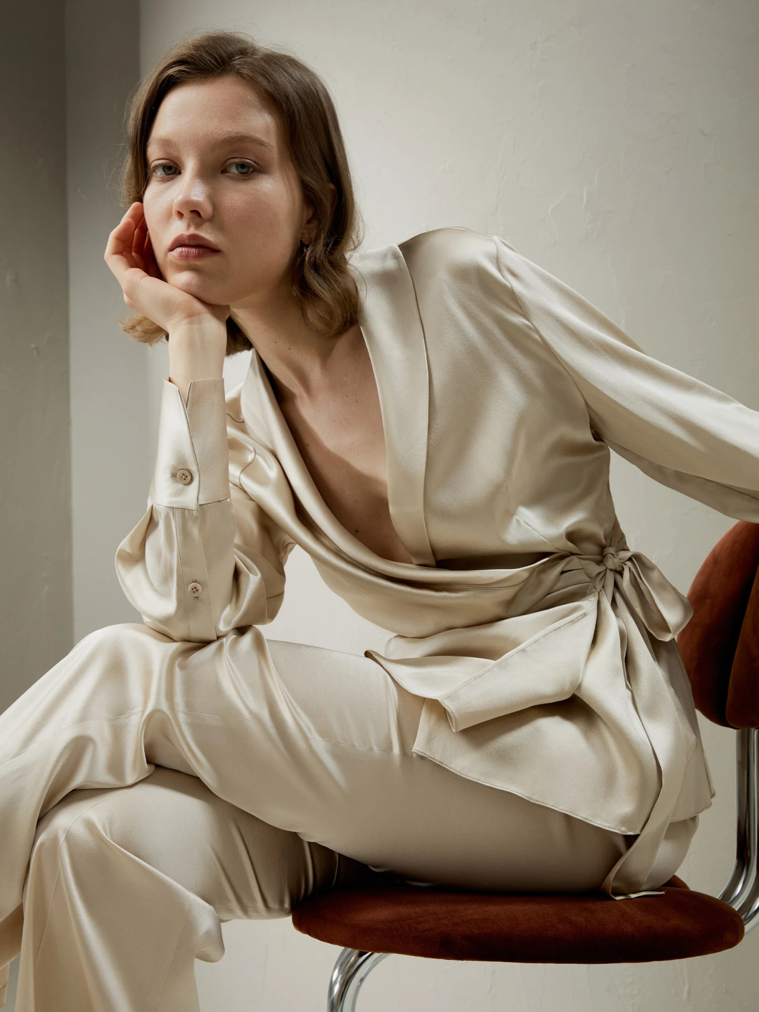 Silk Wrap Tie Waist Blazer - Image 3