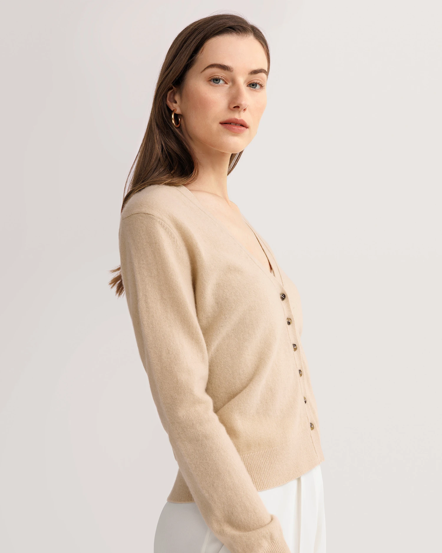 Cashmere Knitted V-neck Cardigan - Image 3