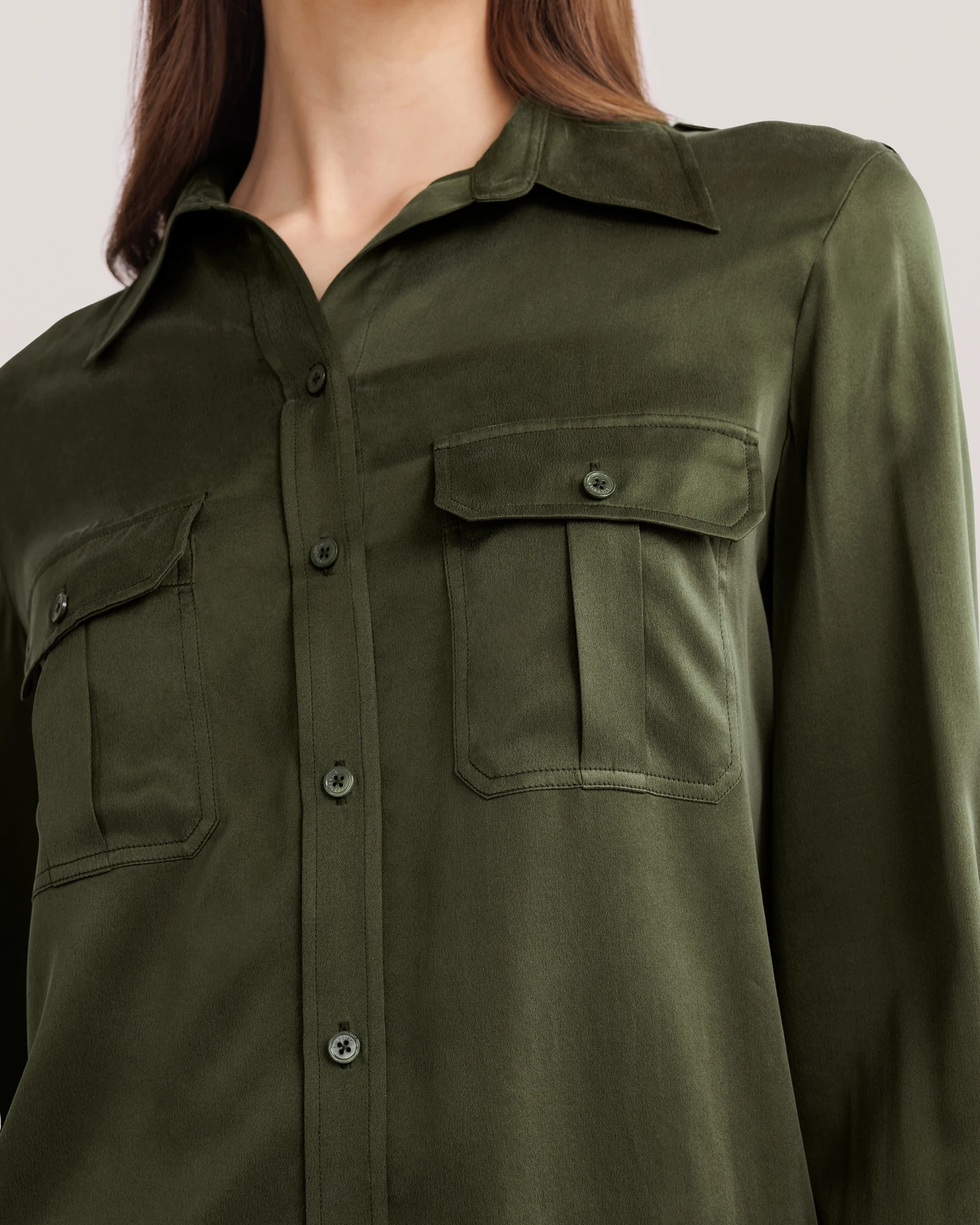 Sandwashed Silk Shirt With Epaulettes - Image 17