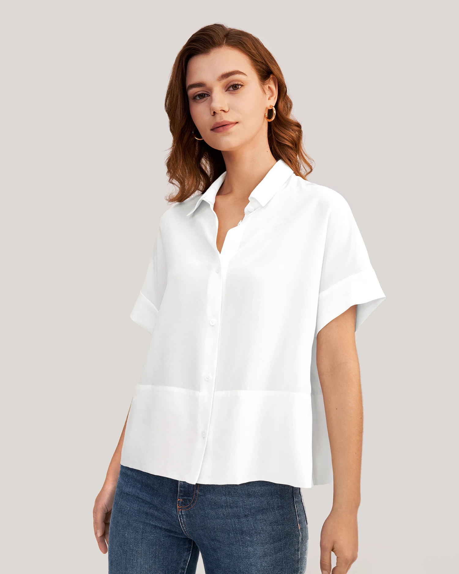 Women Casual Short Sleeves Loose Silk T-Shirt - Image 17