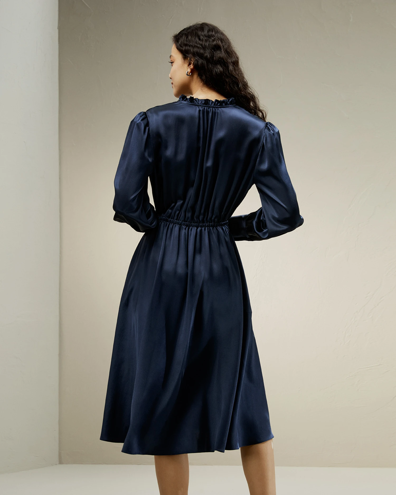 LILYSILK X CHARIS V Neck A Line Midi Dress - Image 4