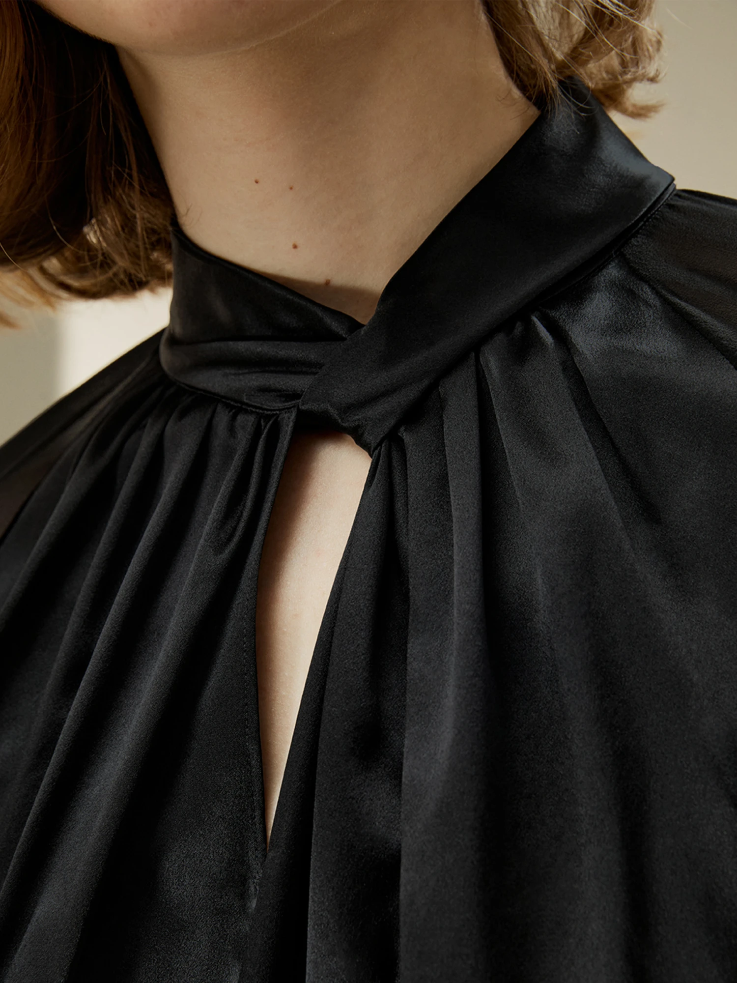 Evelyn Silk Blouse With Semi-Sheer Sleeves - Image 4