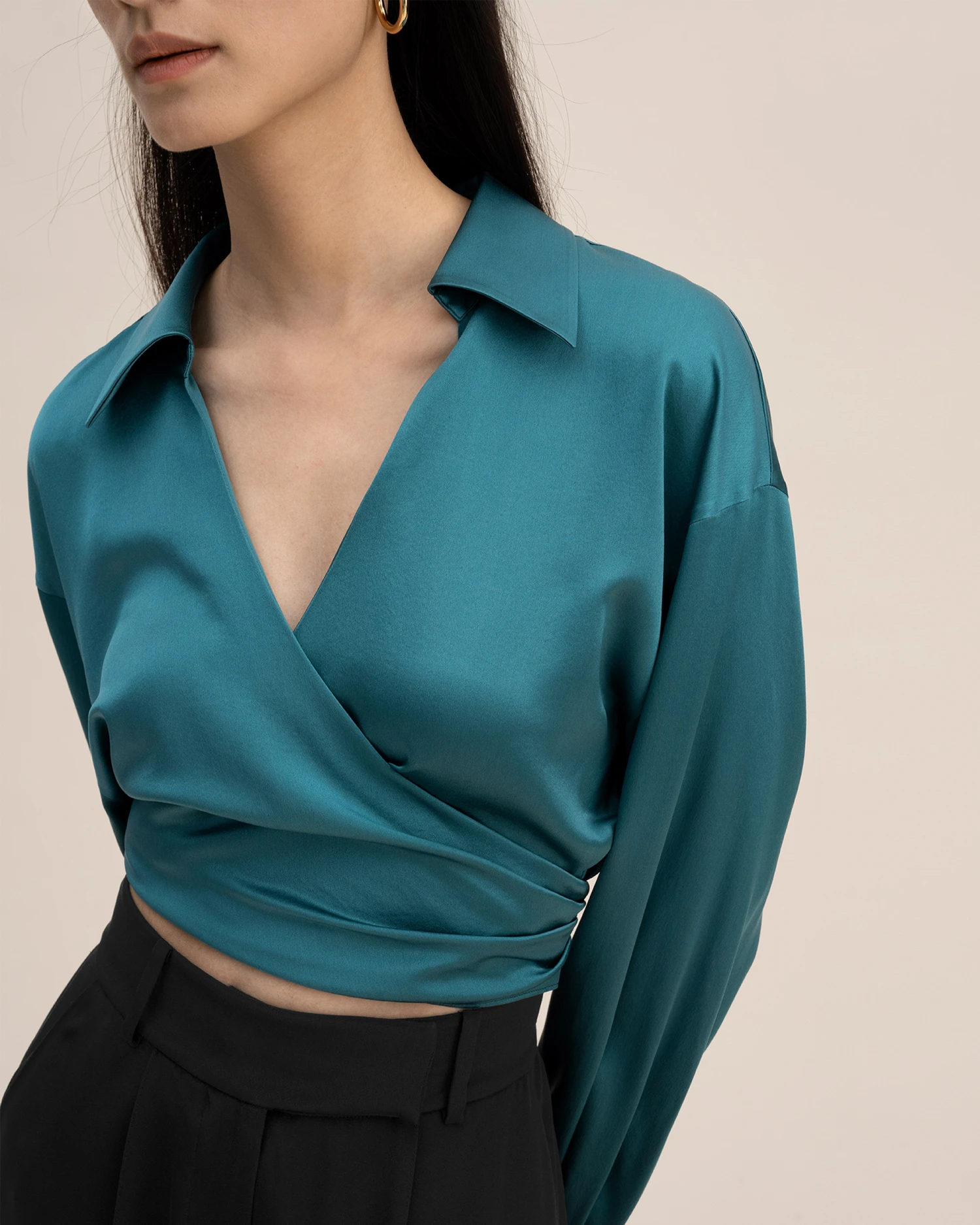 Wrapover Cropped Shirt - Image 4