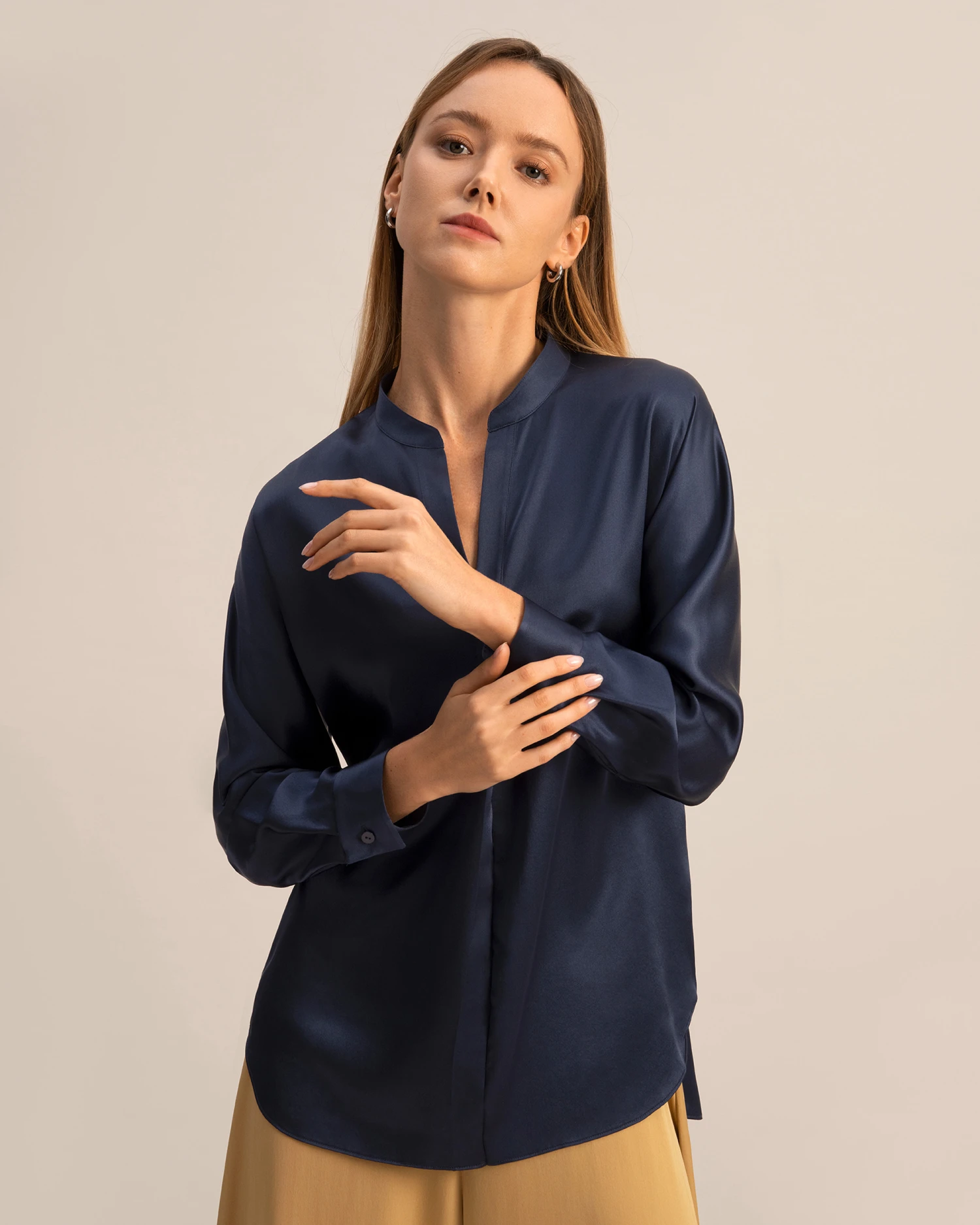 Loungeful Split Neck Silk Shirt - Image 4