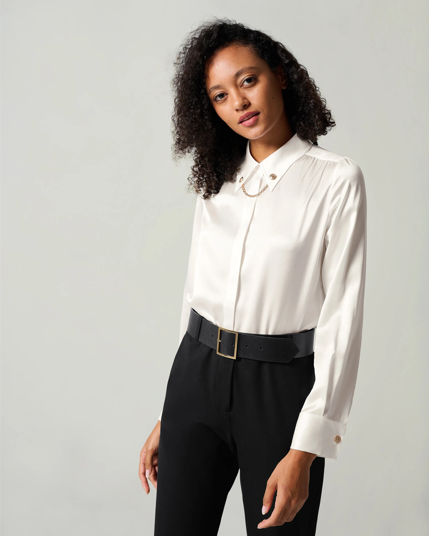 Silk Blouse With Metal Chain - Image 4