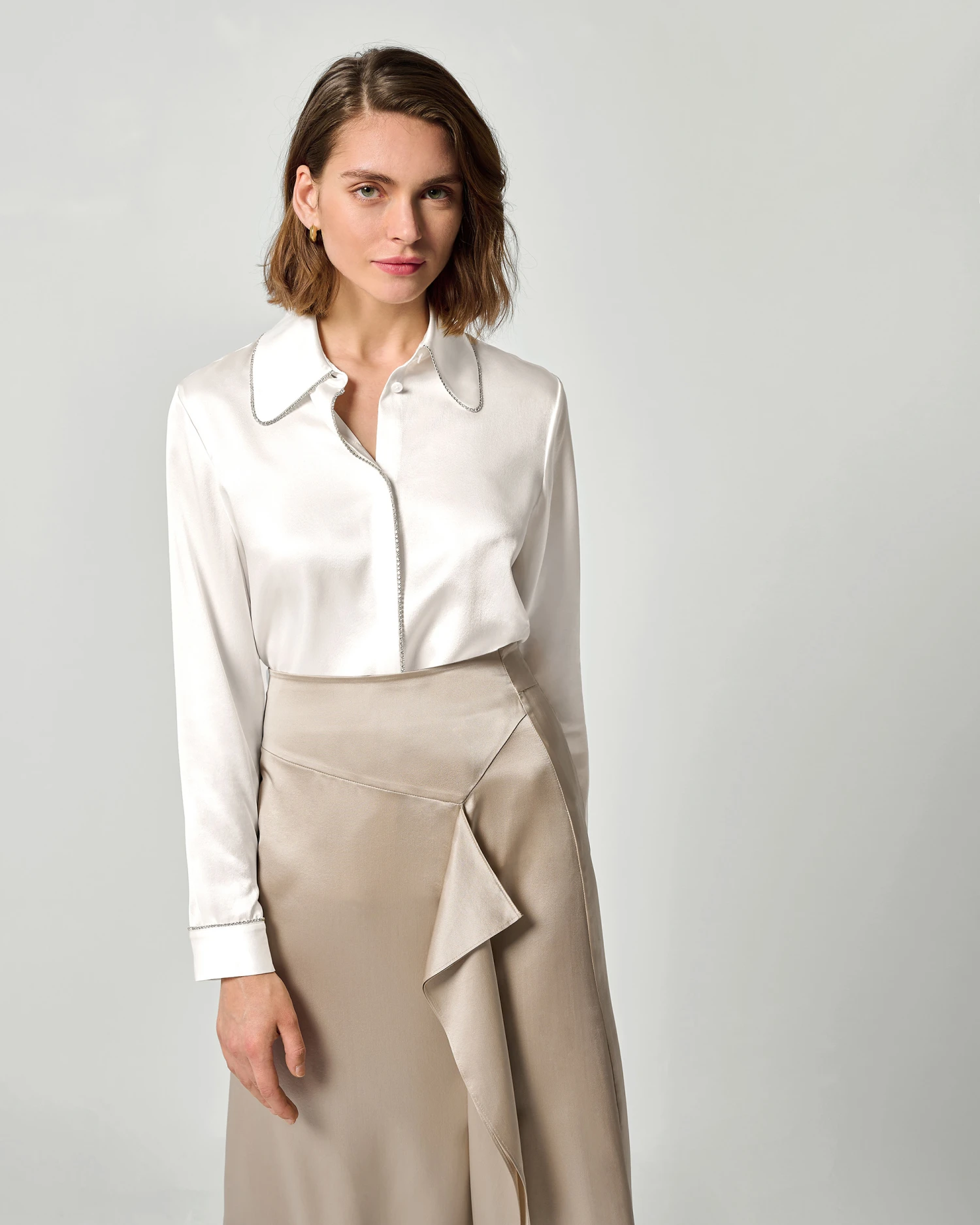 Rhinestone Trimmed Silk Blouse - Image 20