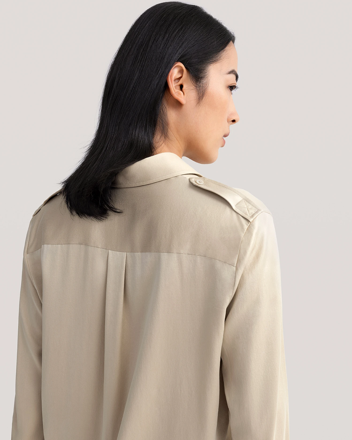 Sandwashed Silk Shirt With Epaulettes - Image 4