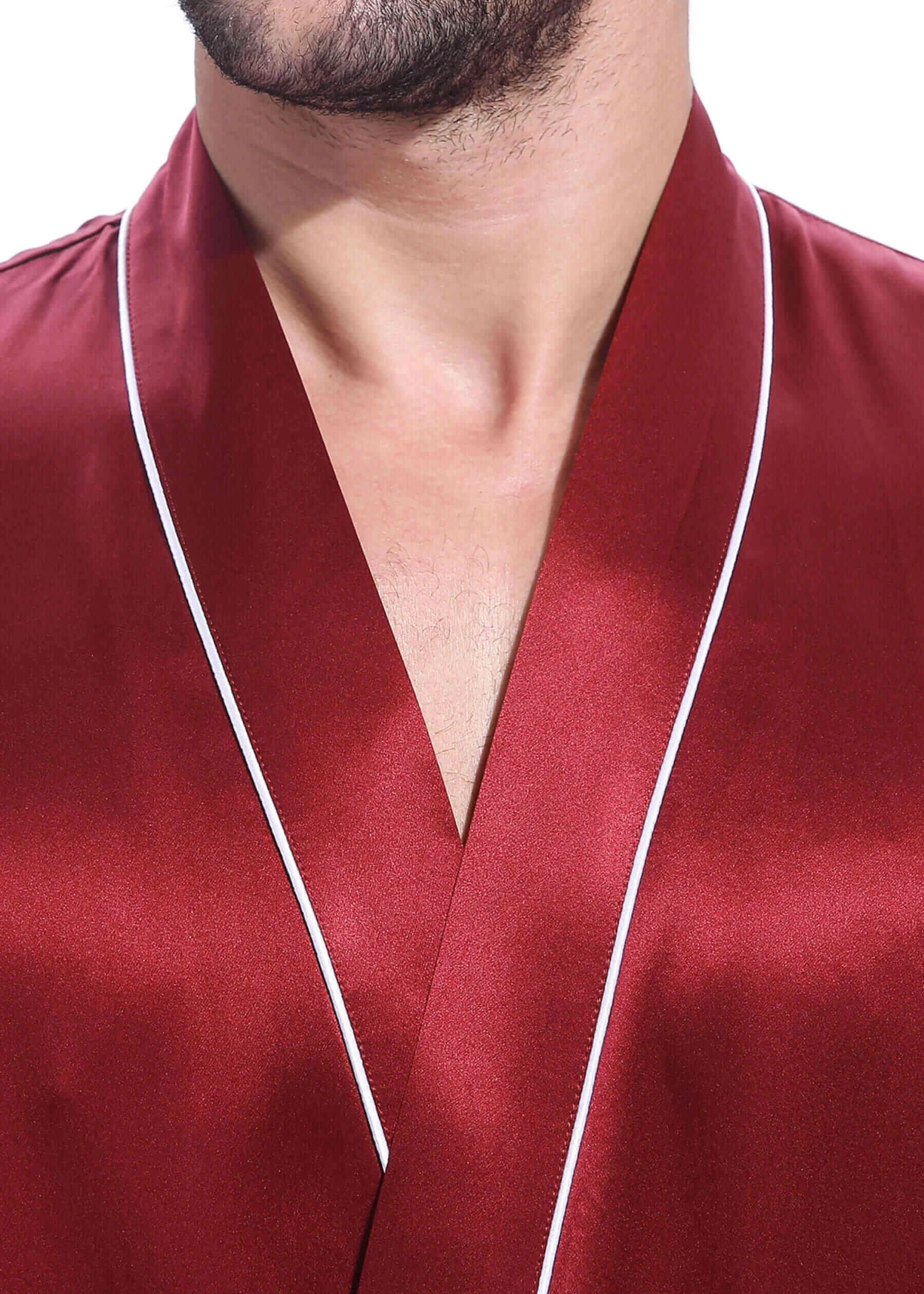 22 Momme Kimono Silk Robe With Piping - Image 12