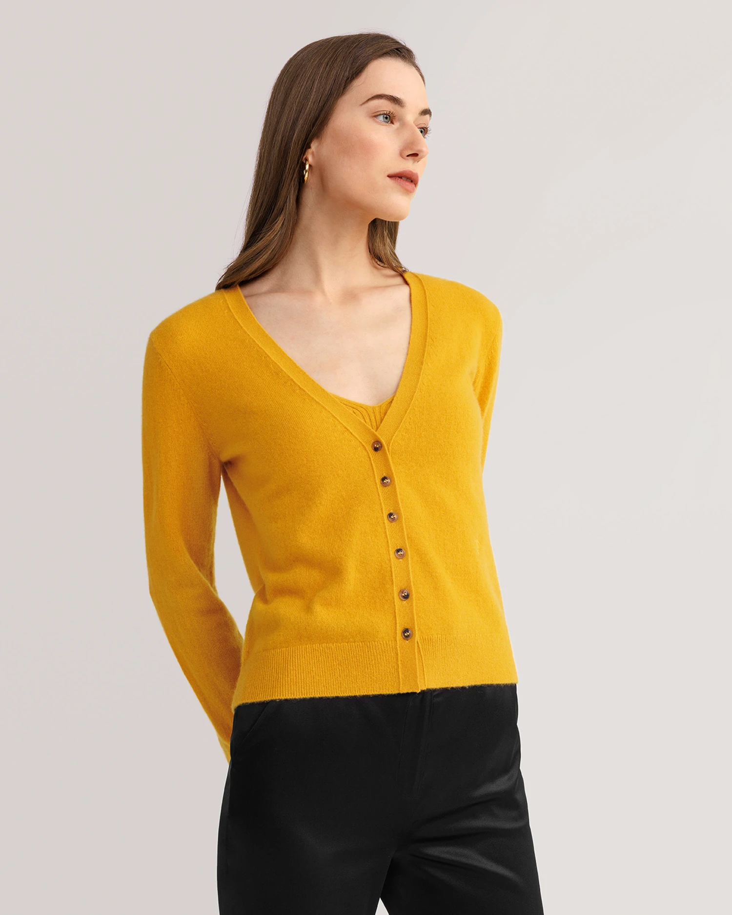 Cashmere Knitted V-neck Cardigan - Image 18