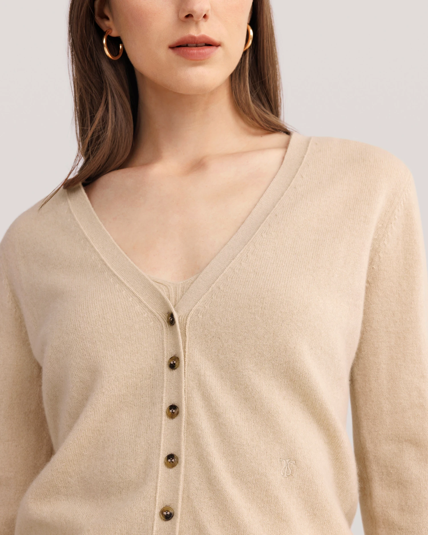 Cashmere Knitted V-neck Cardigan - Image 4