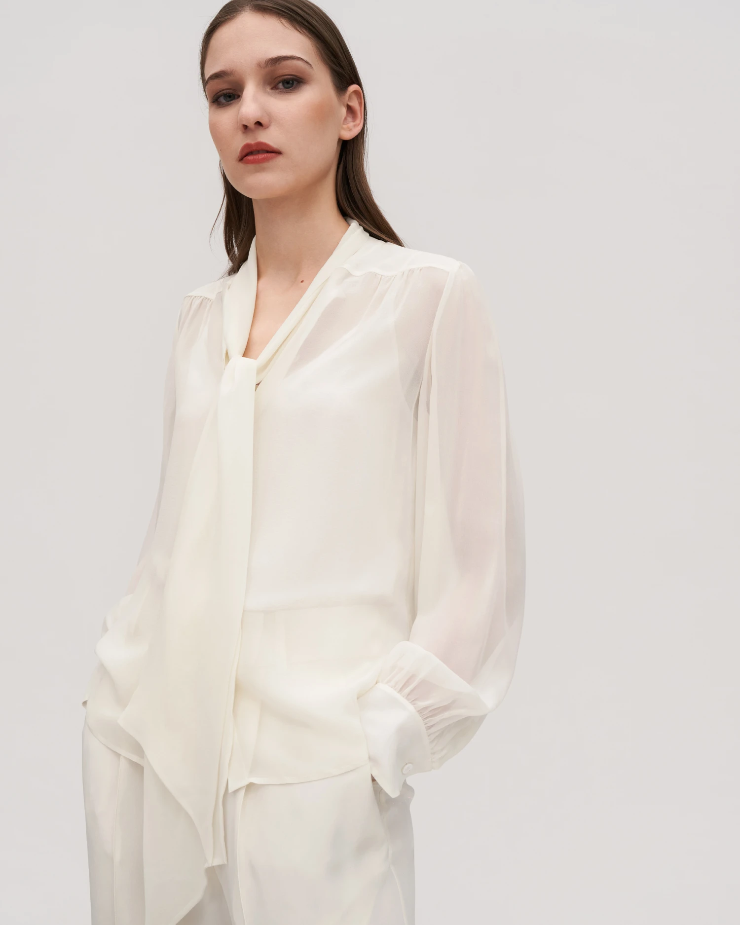 Bow Tie Silk Jasmine Blouse For Women - Image 12