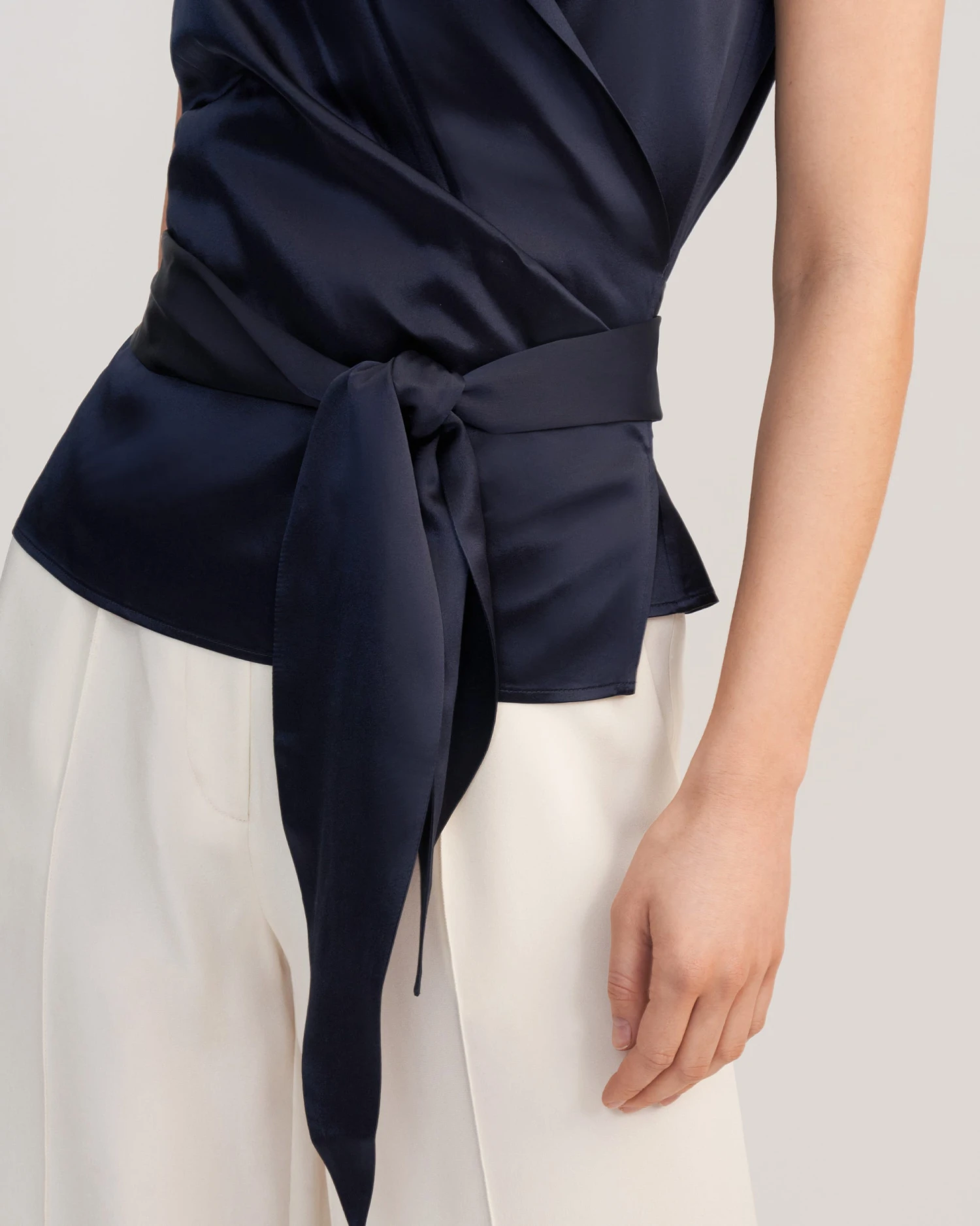 Women Elegant Silk Wrap Blouse - Image 16