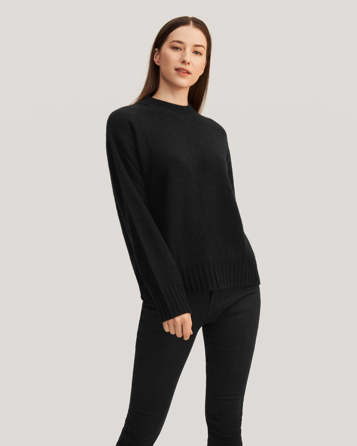 Relaxed Honeycomb Knit Cashmere Sweater - Image 4