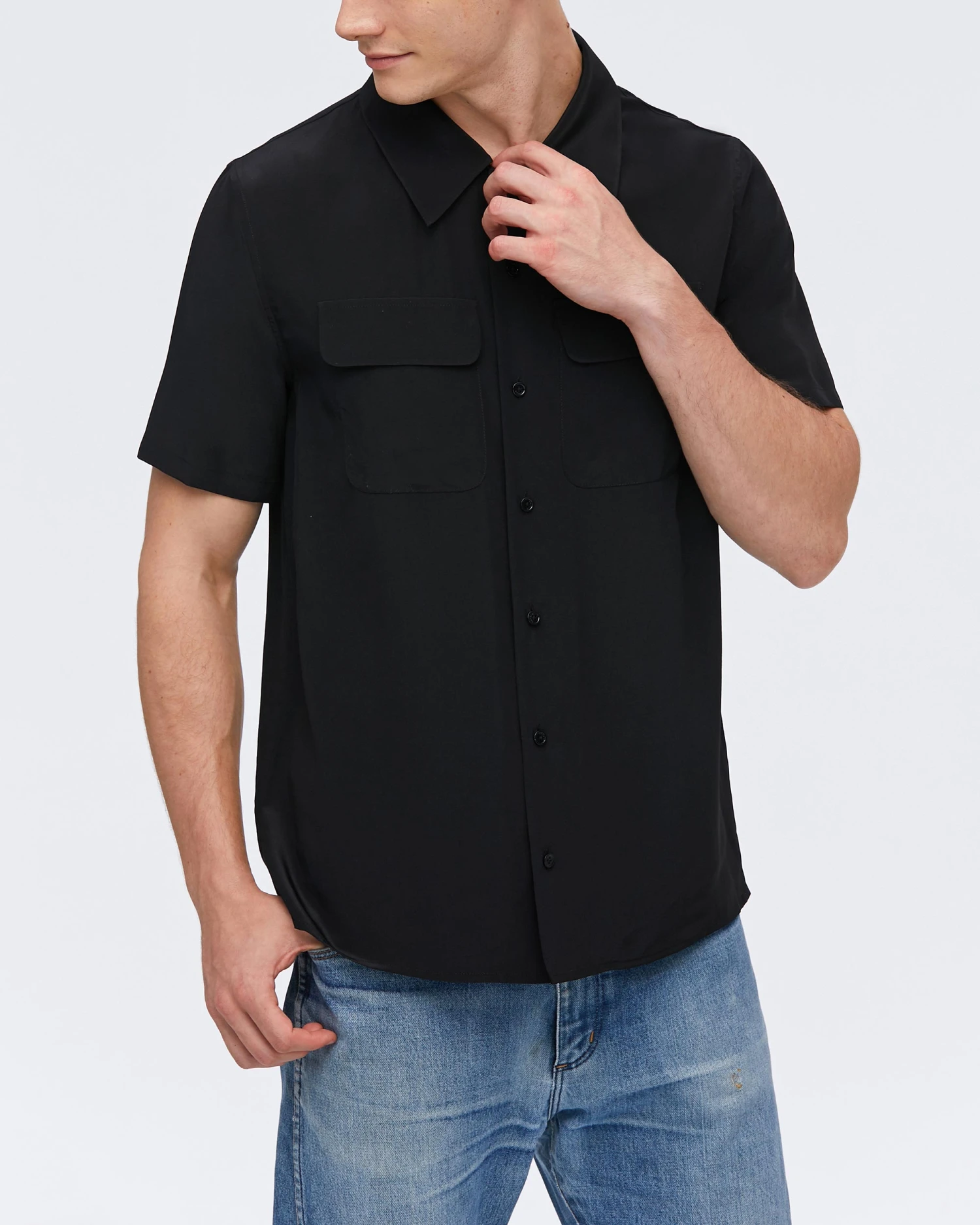 Men's Classic Short Sleeve Silk Shirt - Image 12