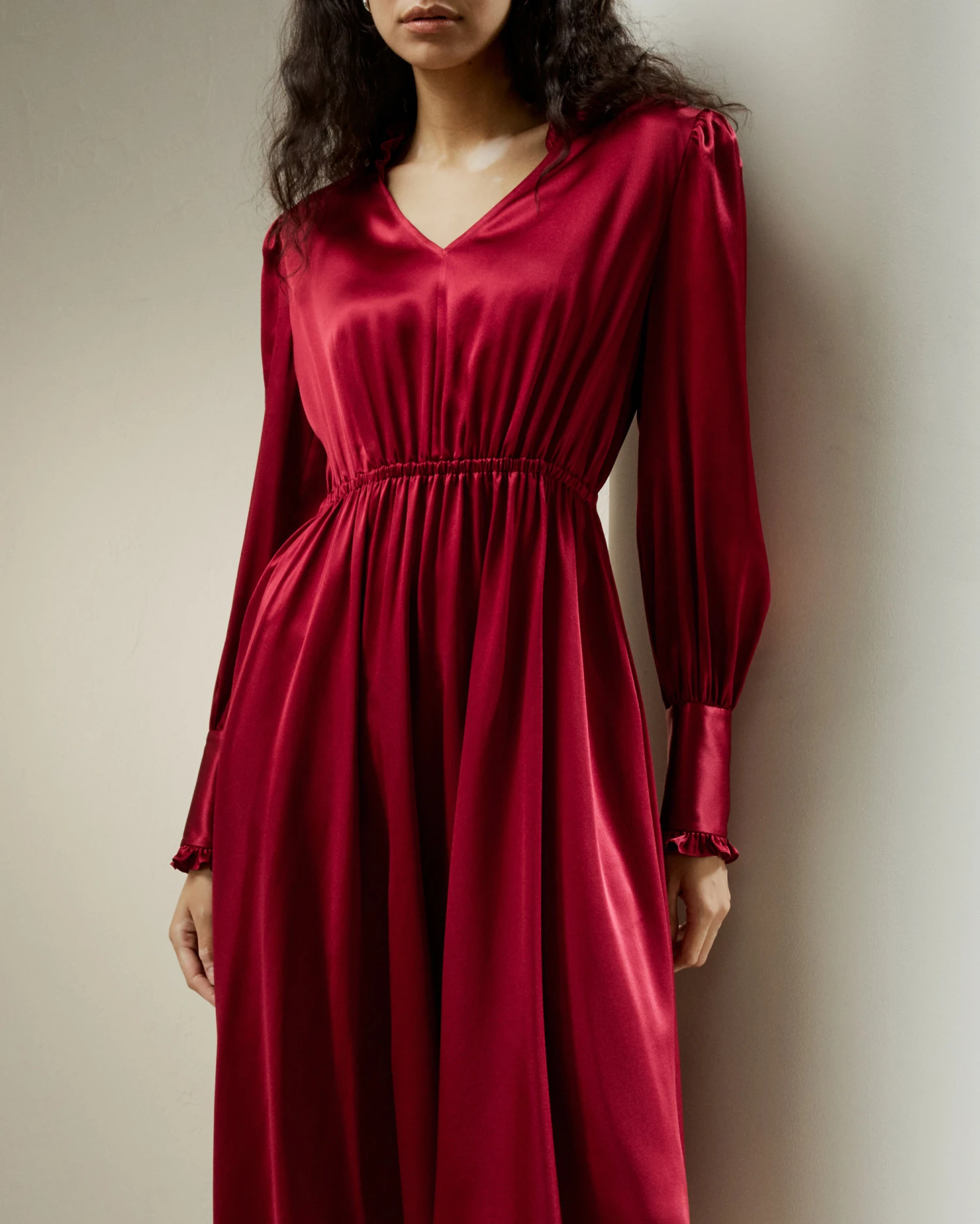 LILYSILK X CHARIS V Neck A Line Midi Dress - Image 11