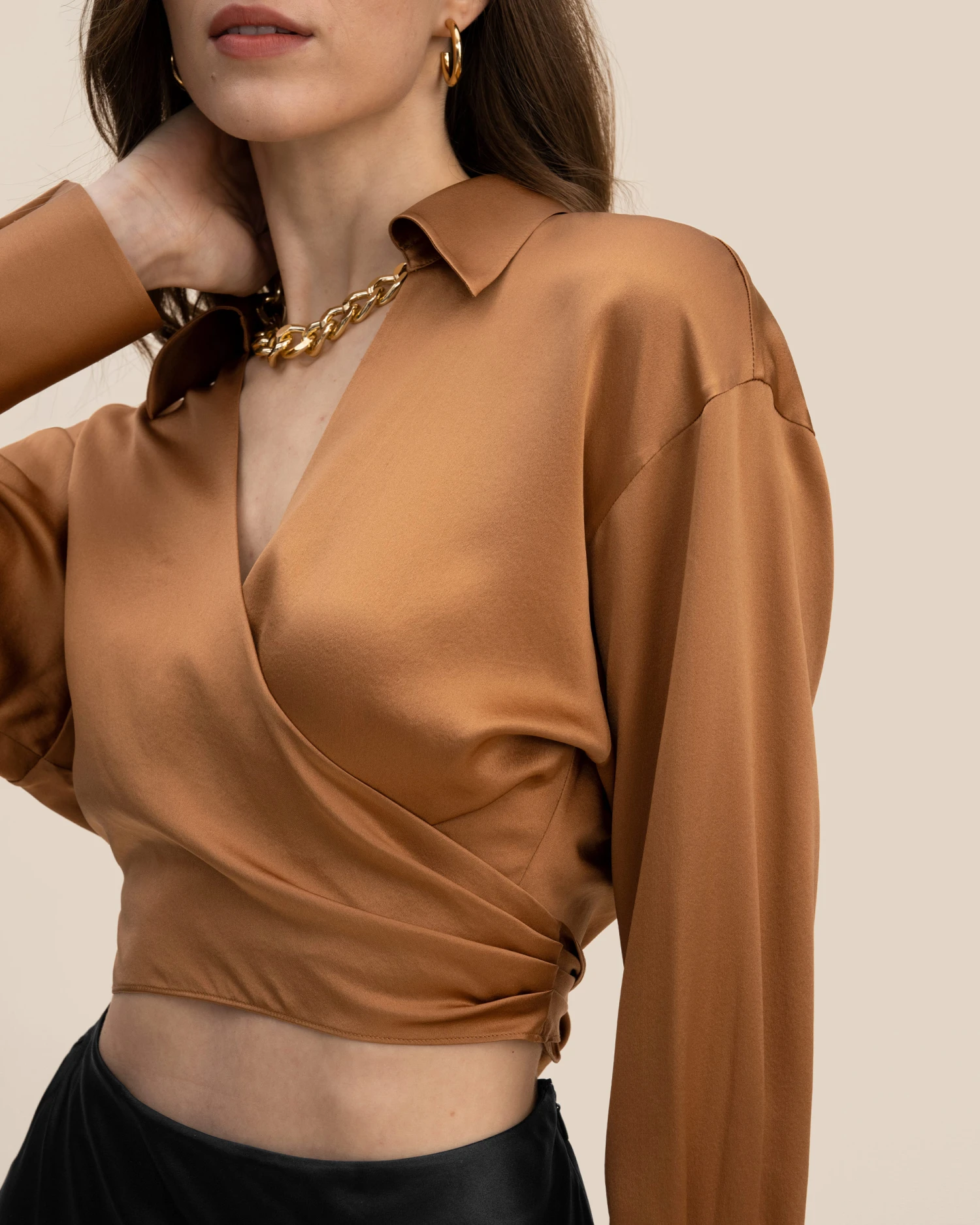 Wrapover Cropped Shirt - Image 13
