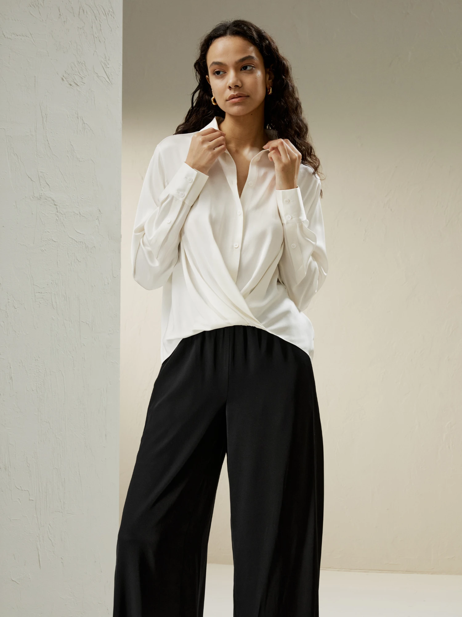 Hem Pleated Silk Blouse - Image 5