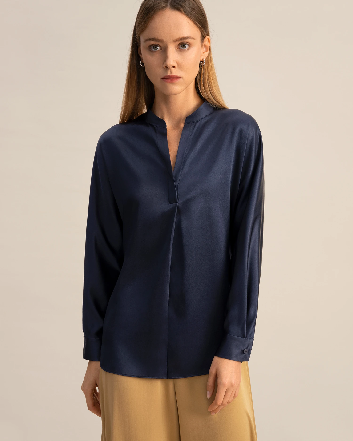 Loungeful Split Neck Silk Shirt - Image 5