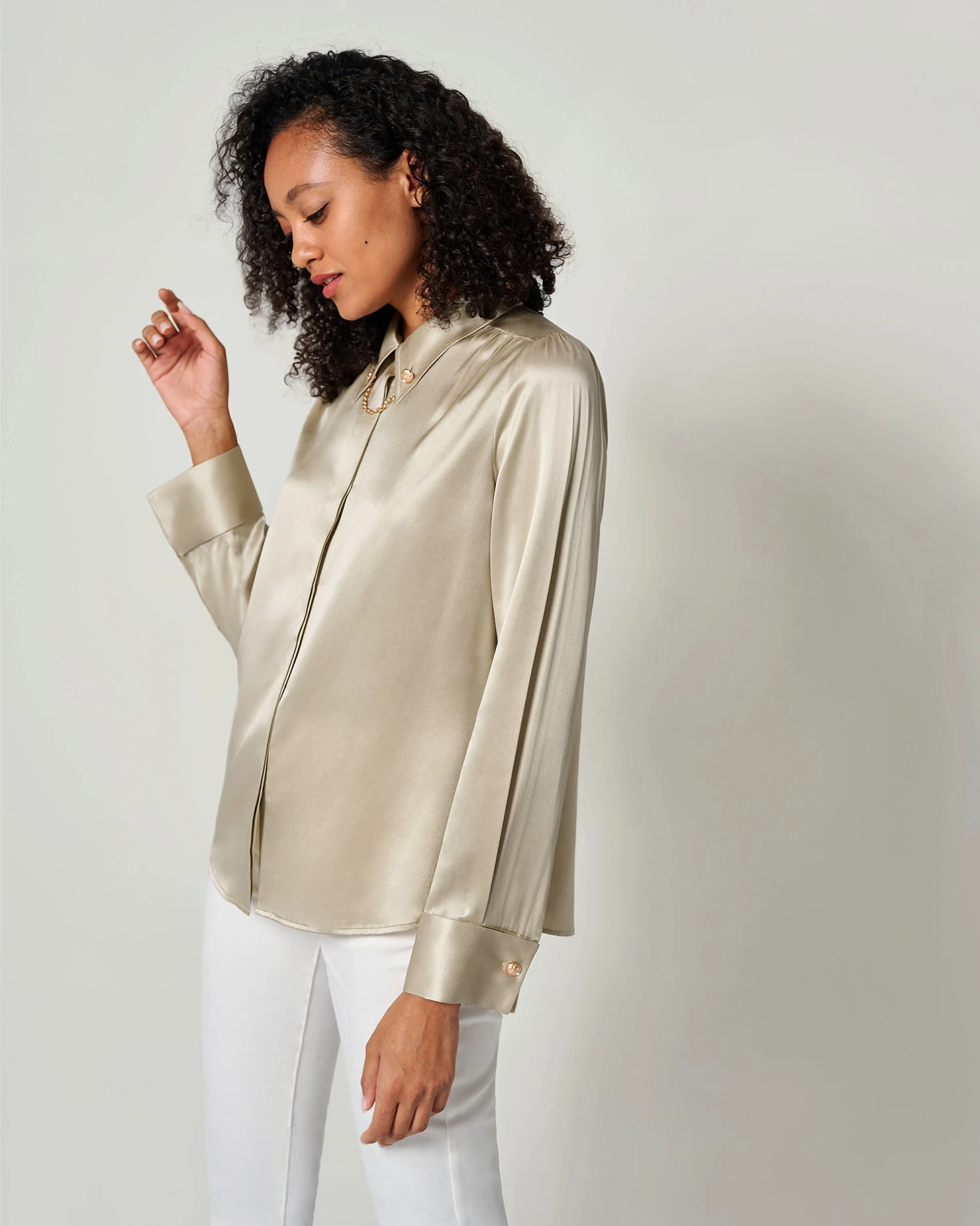 Silk Blouse With Metal Chain - Image 12