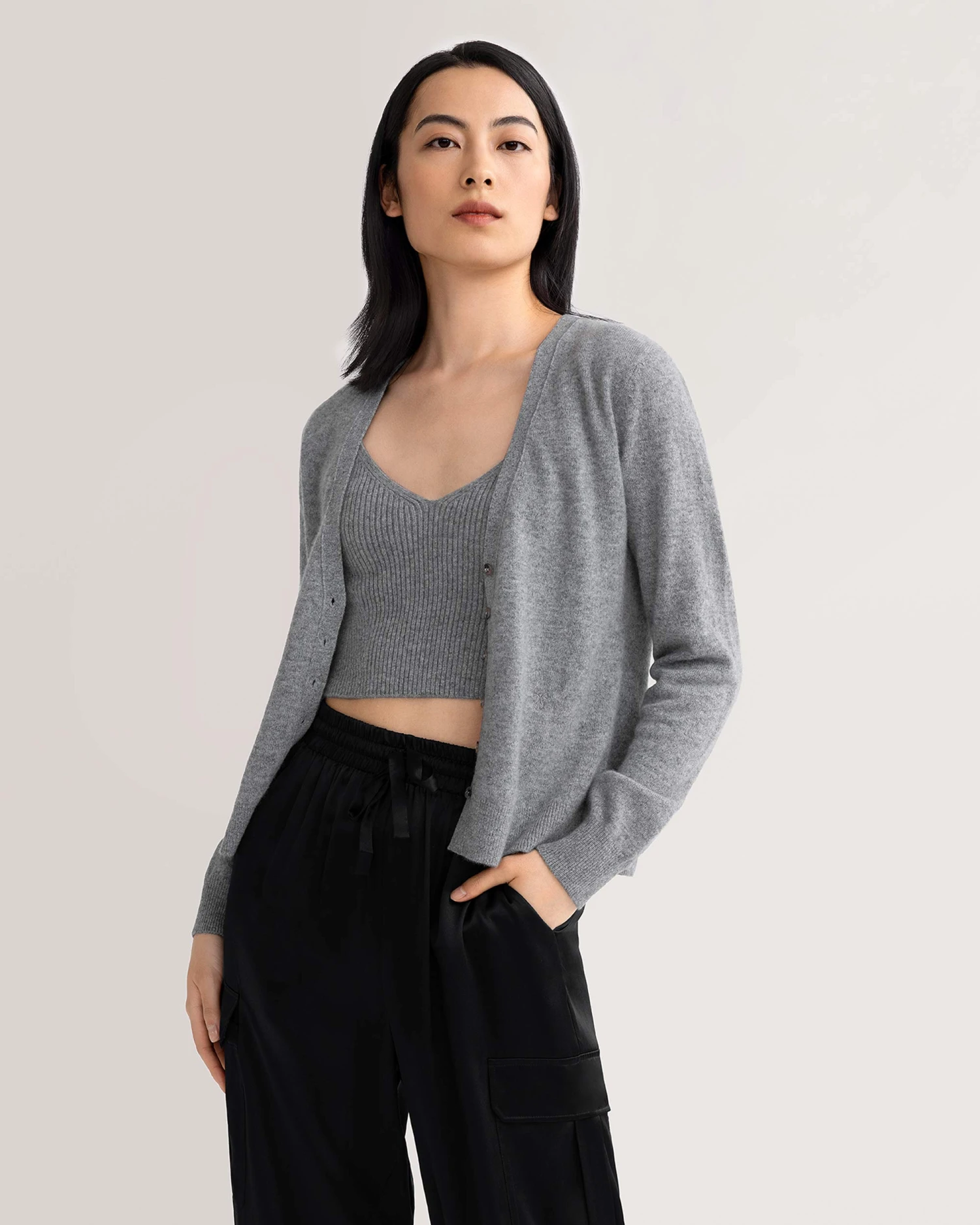 Cashmere Knitted V-neck Cardigan - Image 12