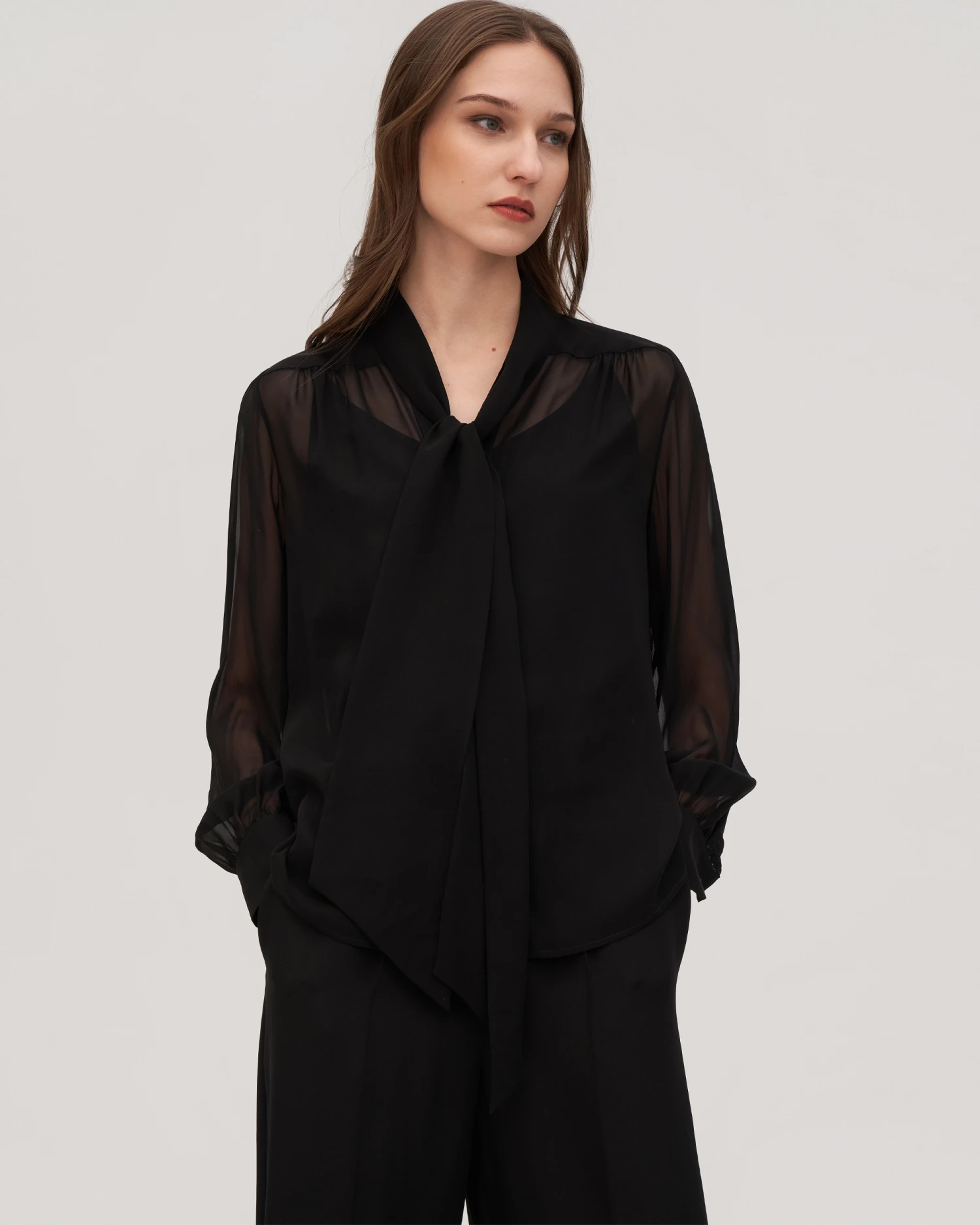 Bow Tie Silk Jasmine Blouse For Women - Image 5