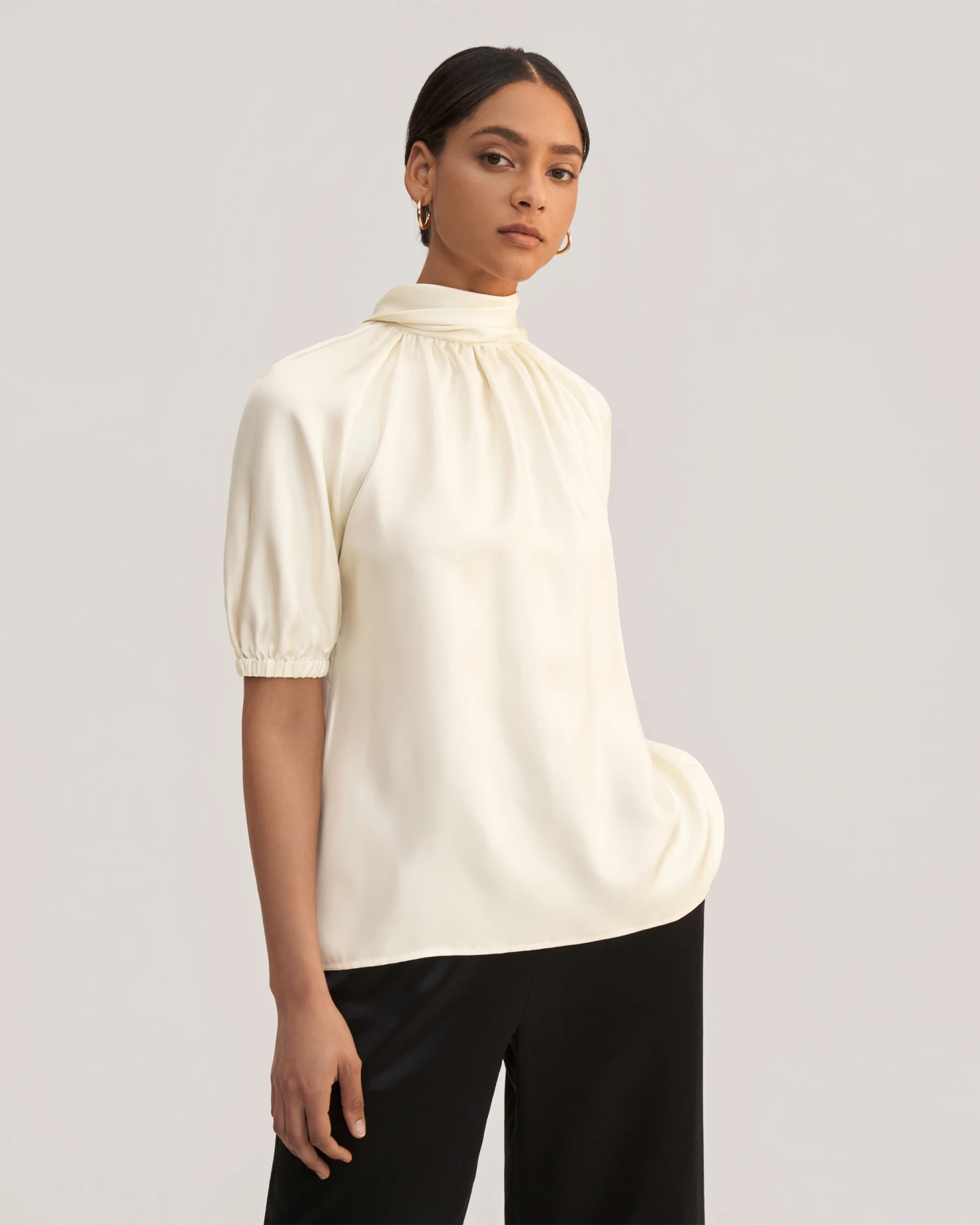 Women Ajuga Silk Twill Blouse Top - Image 12