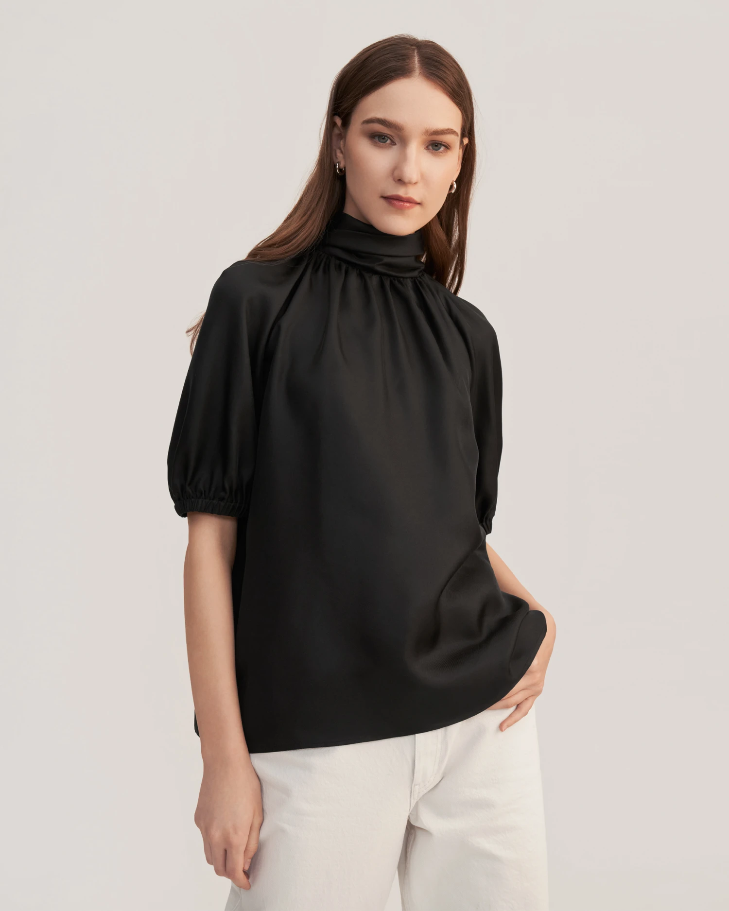 Women Ajuga Silk Twill Blouse Top - Image 5