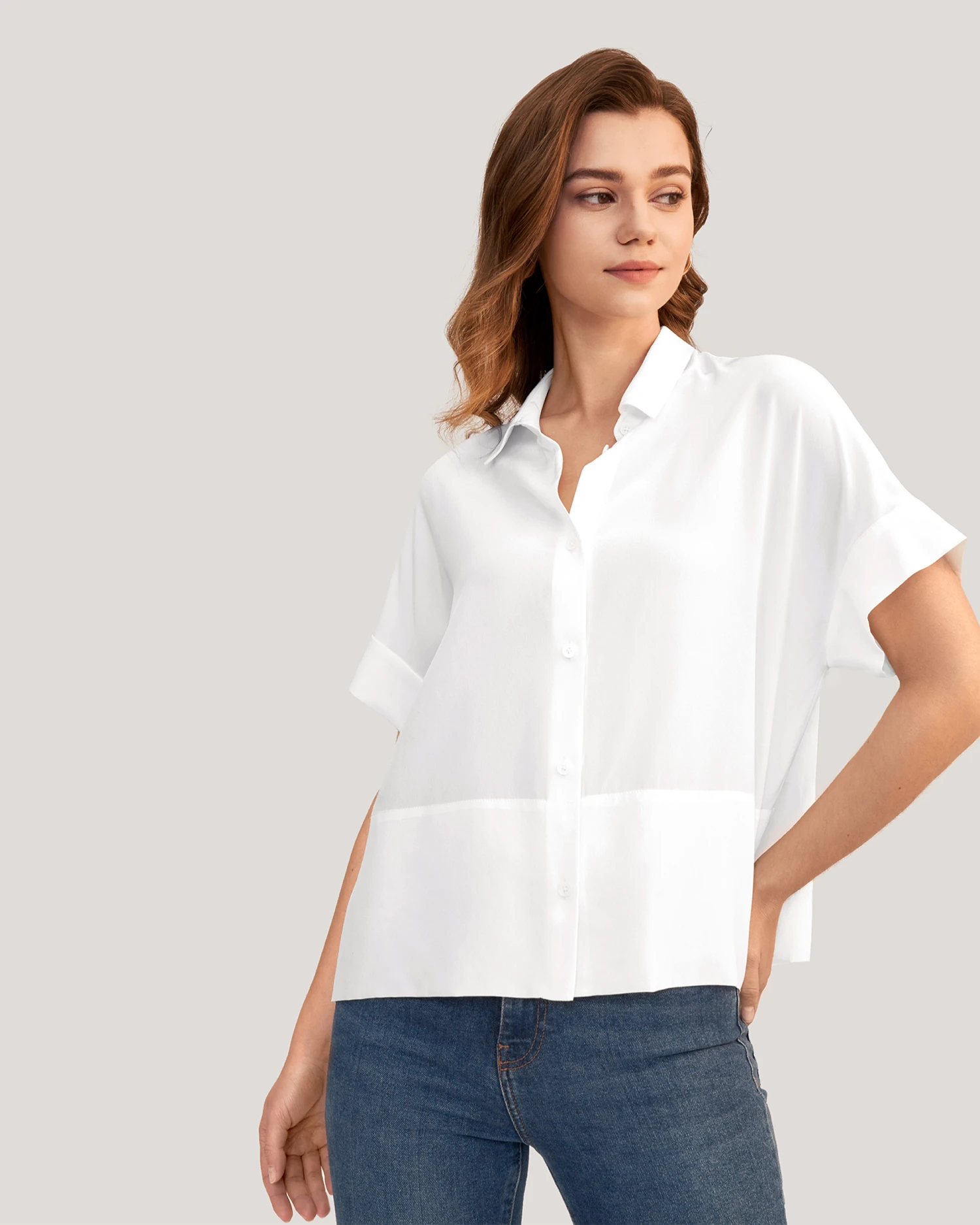 Women Casual Short Sleeves Loose Silk T-Shirt - Image 12