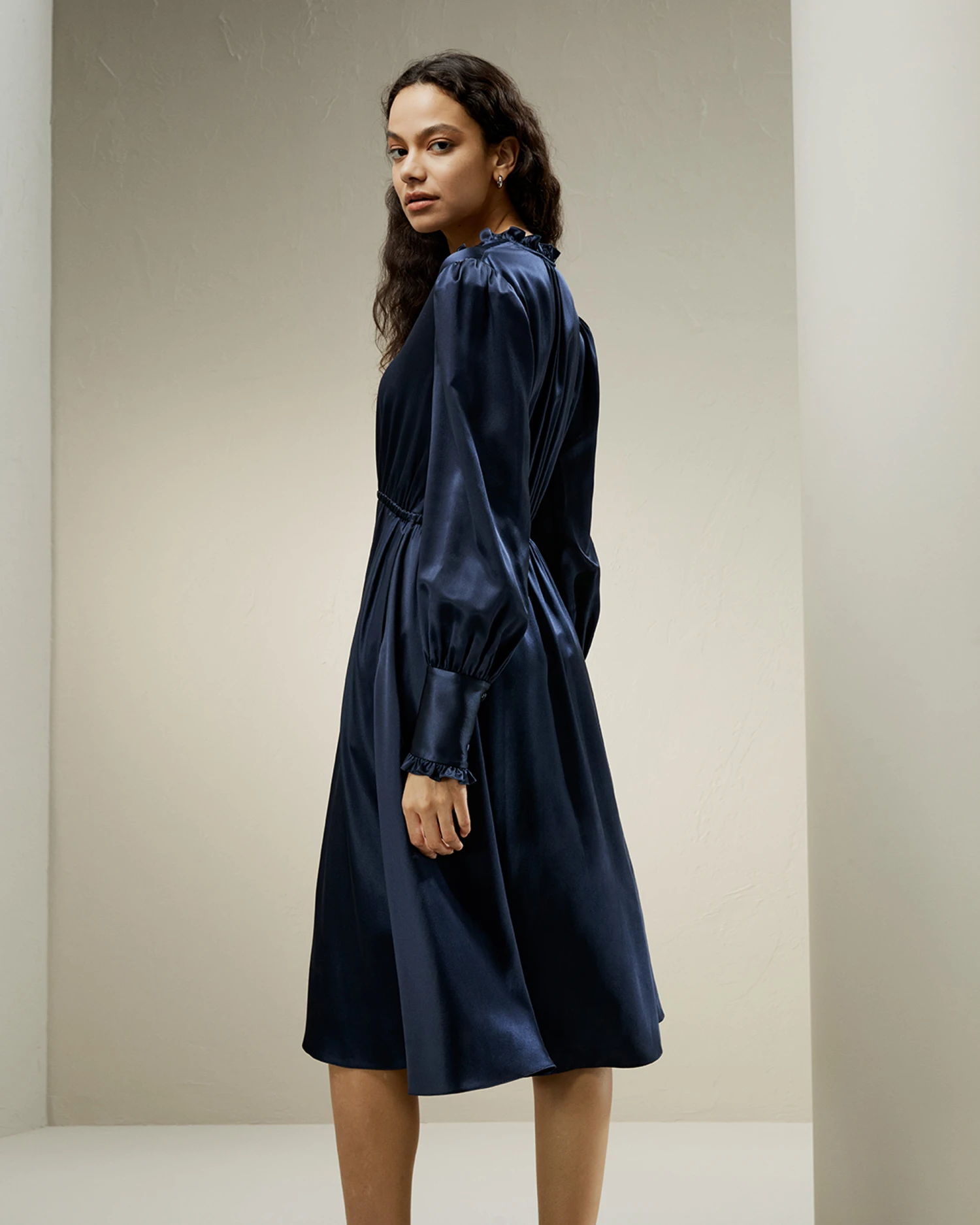 LILYSILK X CHARIS V Neck A Line Midi Dress - Image 6