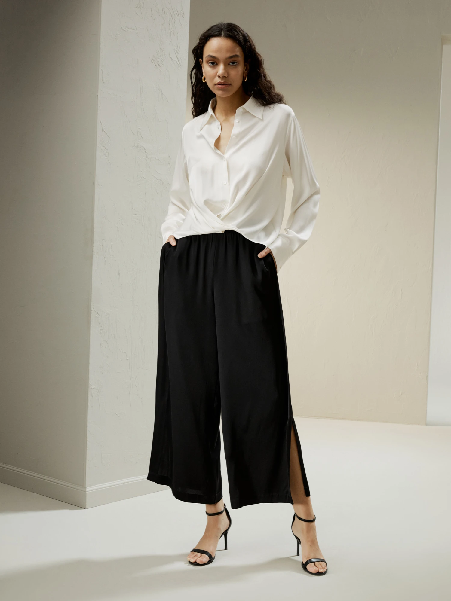 Hem Pleated Silk Blouse - Image 6