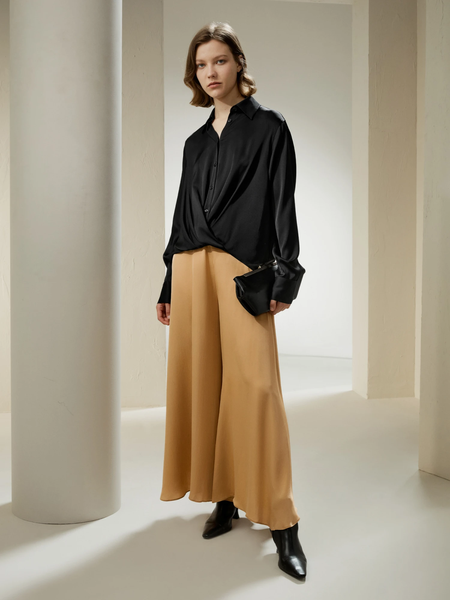 Hem Pleated Silk Blouse - Image 12