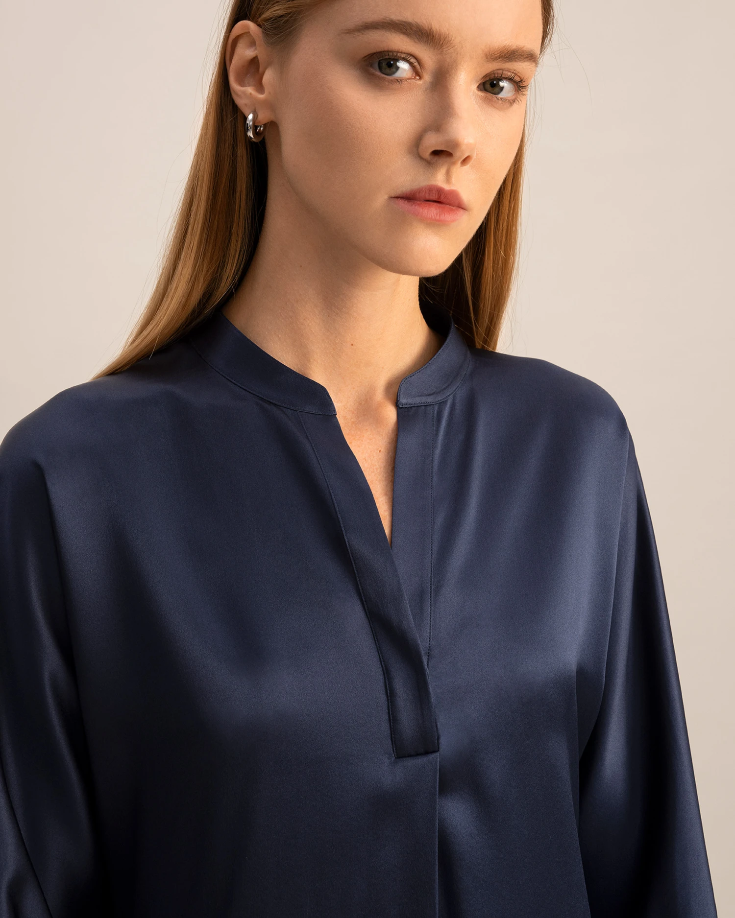 Loungeful Split Neck Silk Shirt - Image 6