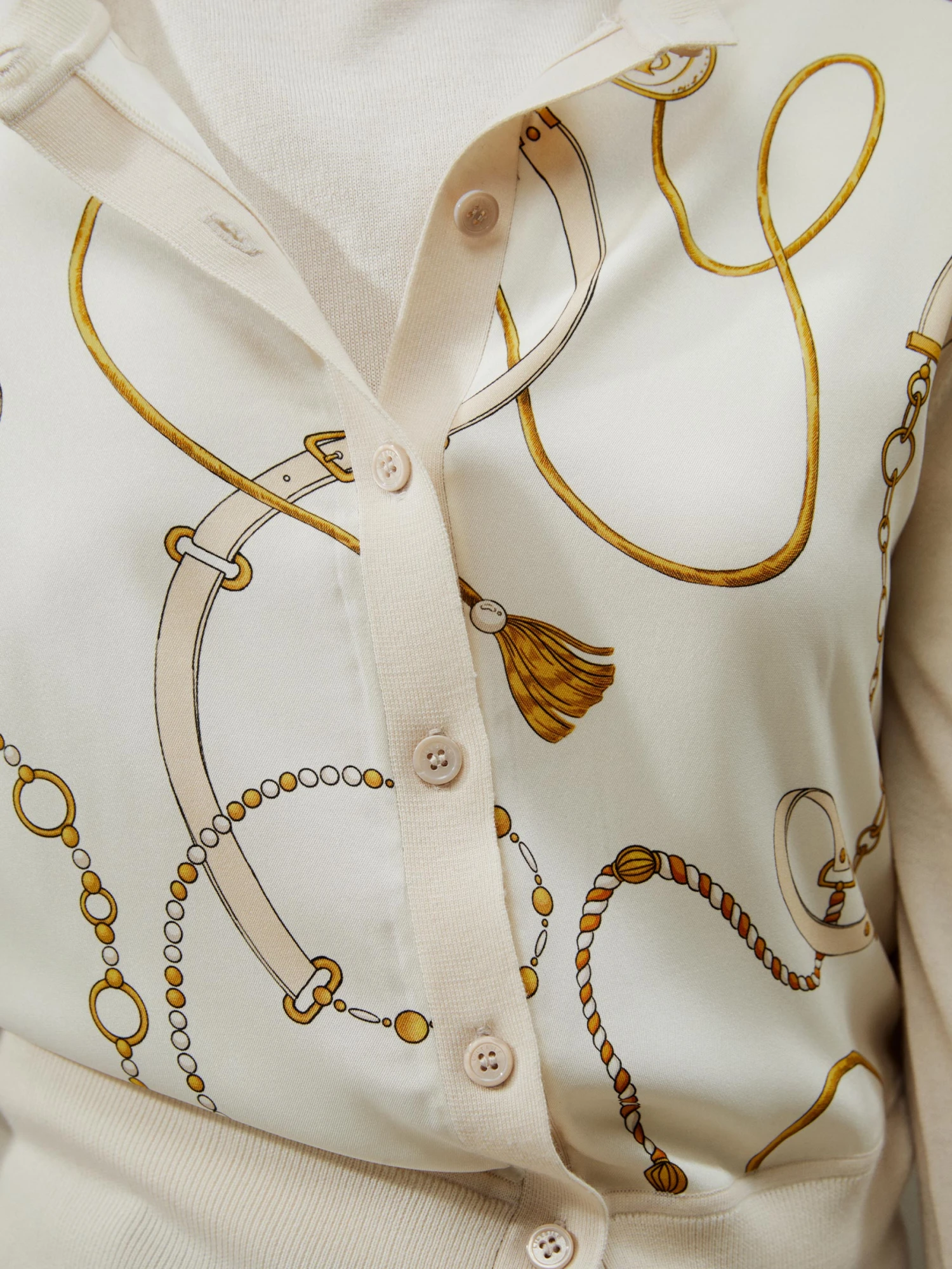 Merino Wool Cardigan With Louisville Silk Front - Image 6