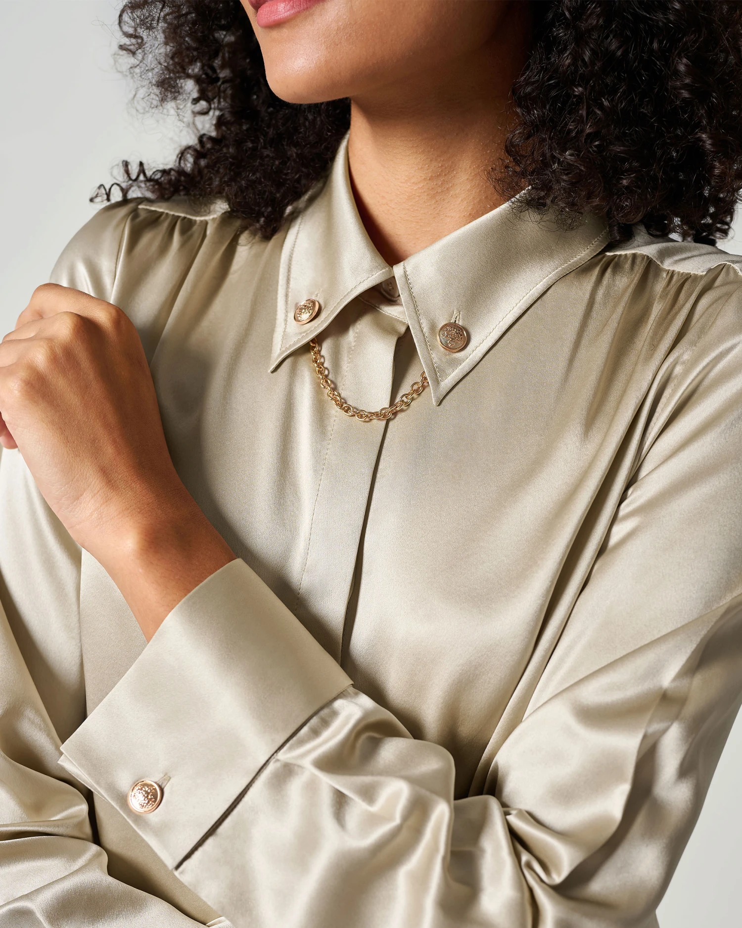 Silk Blouse With Metal Chain - Image 13