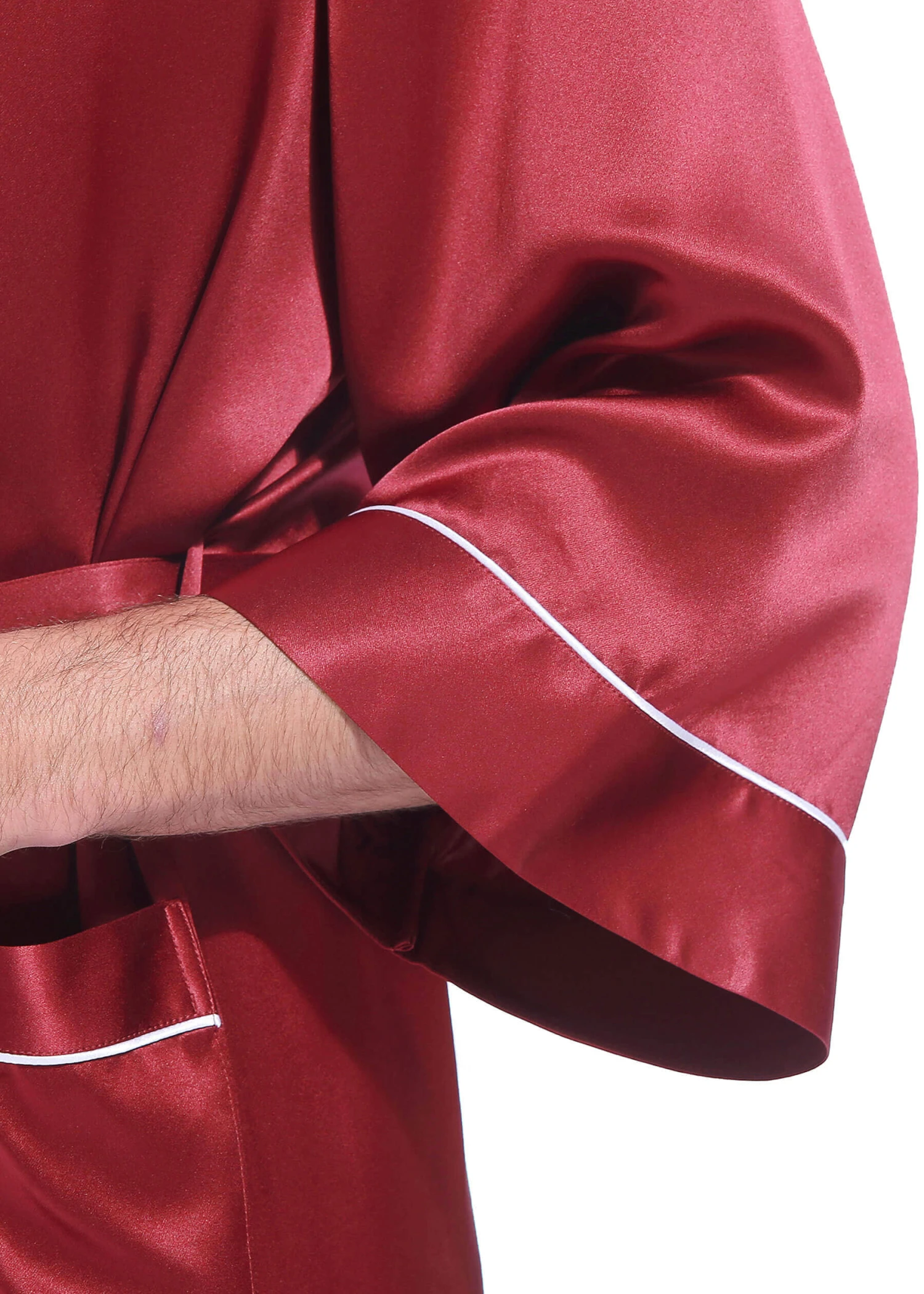 22 Momme Kimono Silk Robe With Piping - Image 14