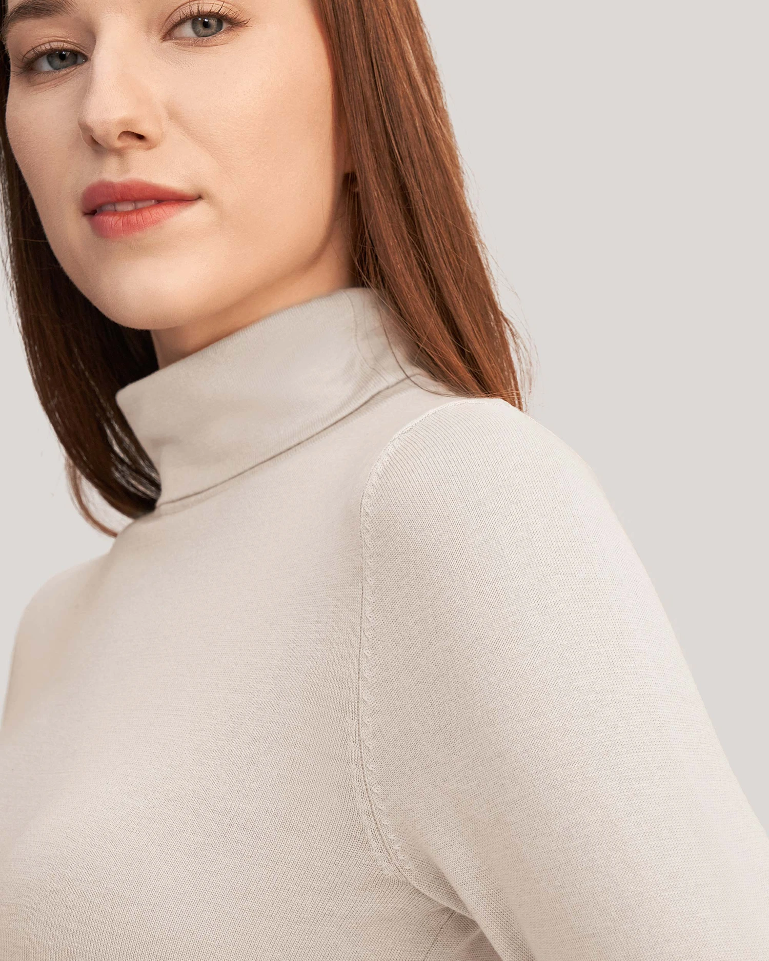 Elegant Turtle Neck Silk Knitted Tee - Image 13