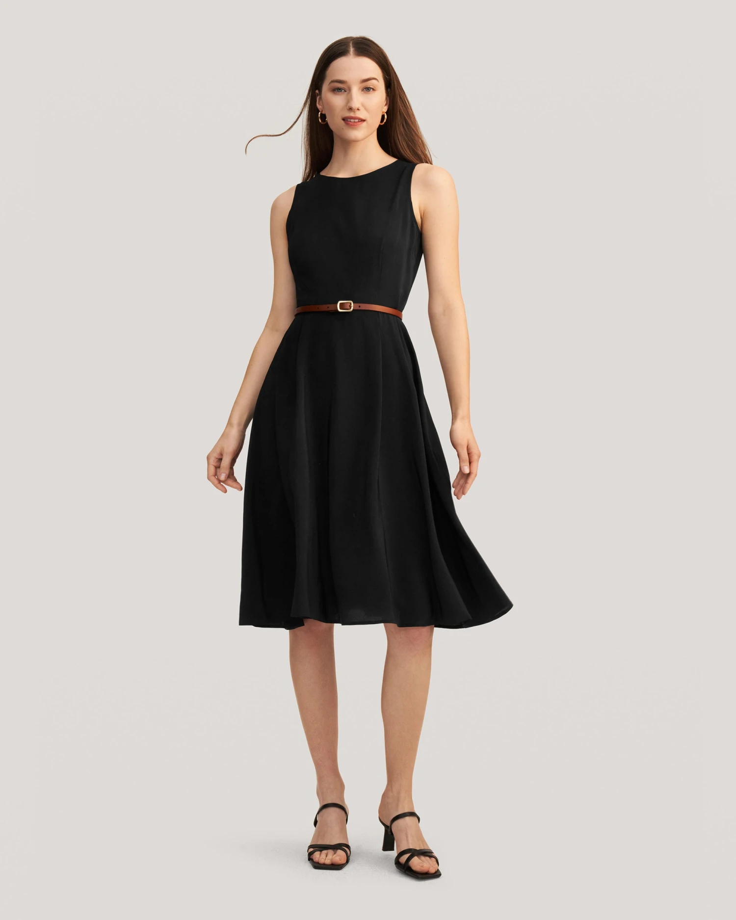 Vintage Round Neck Silk Little Black Dress - Image 20