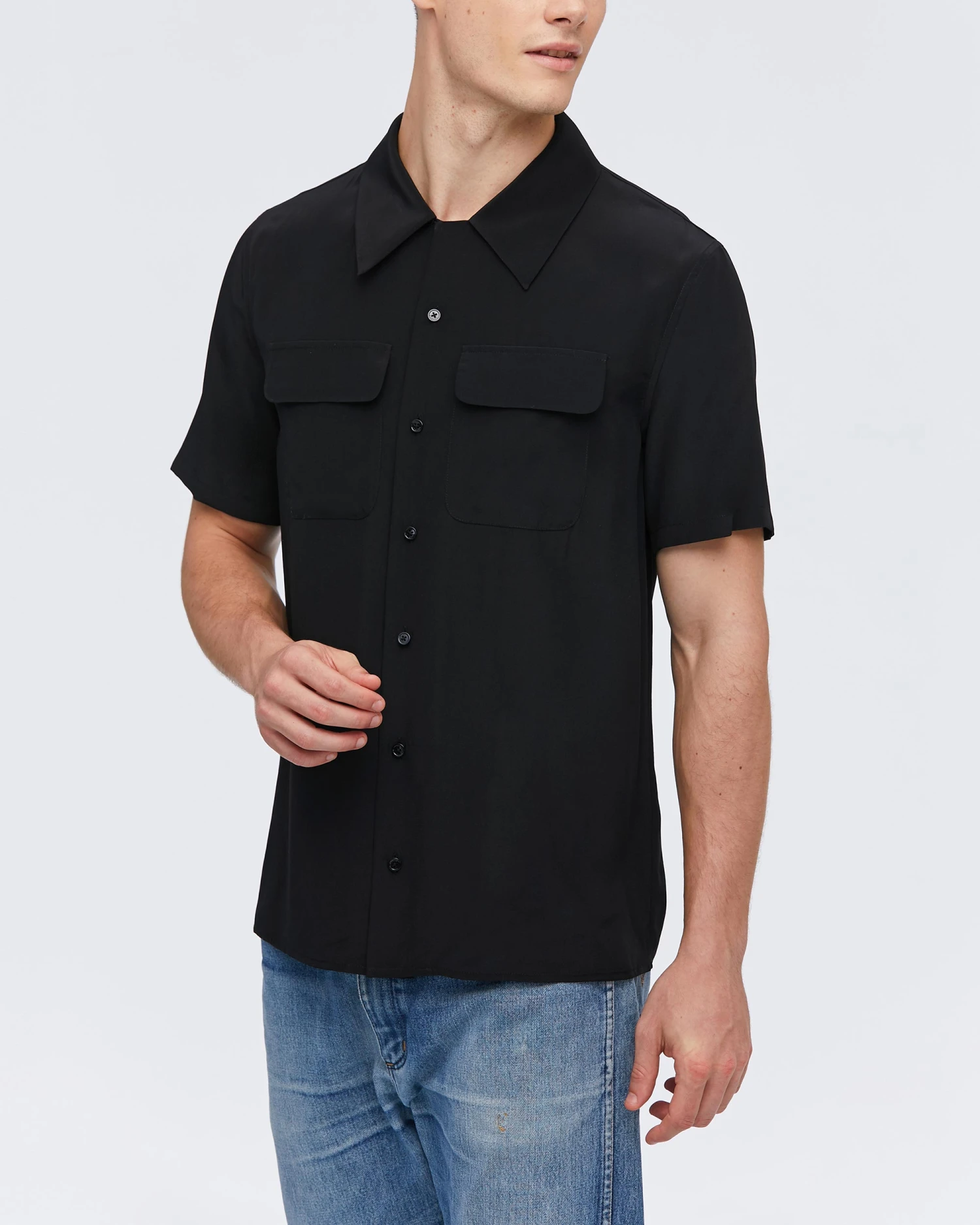 Men's Classic Short Sleeve Silk Shirt - Image 14