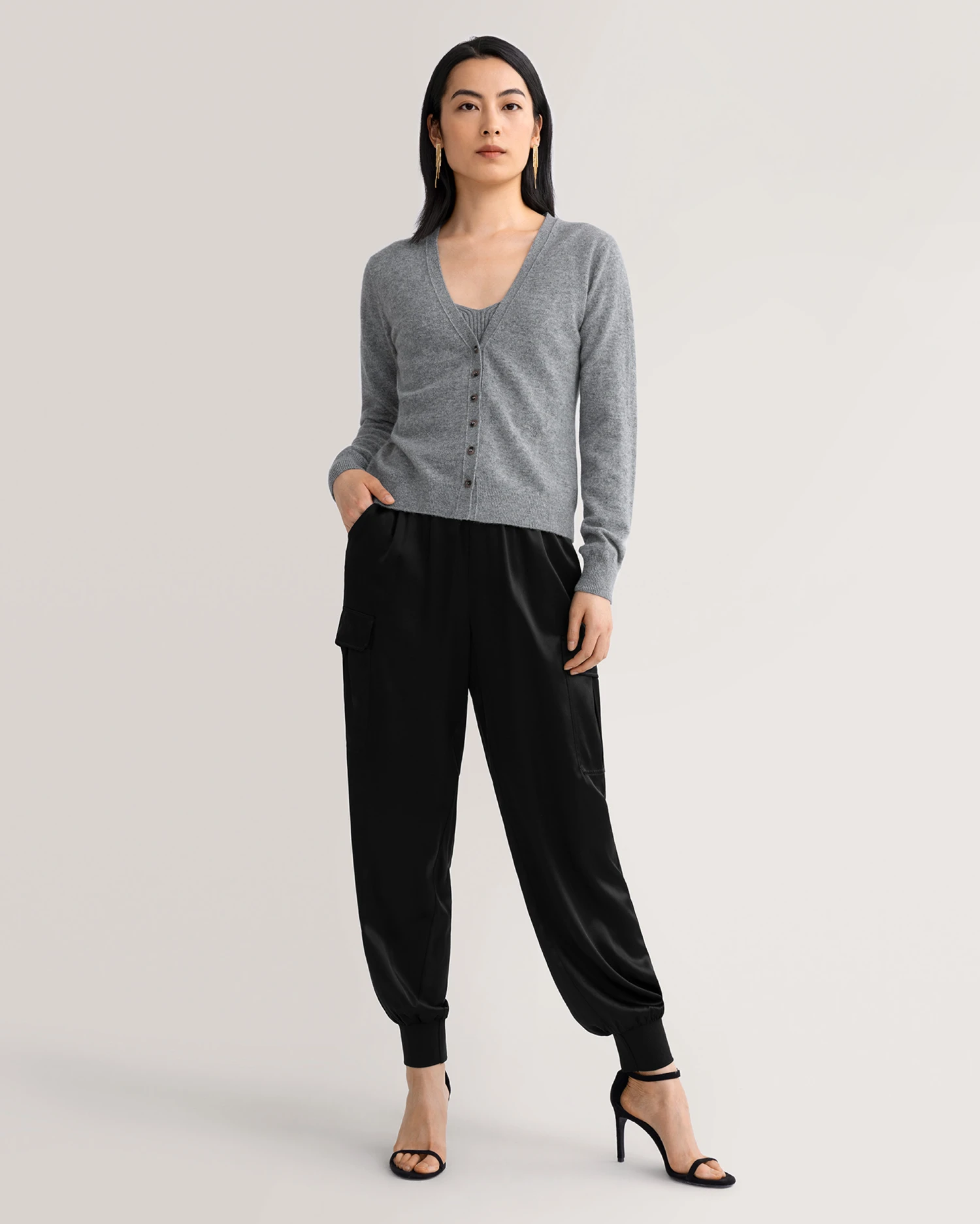 Cashmere Knitted V-neck Cardigan - Image 13