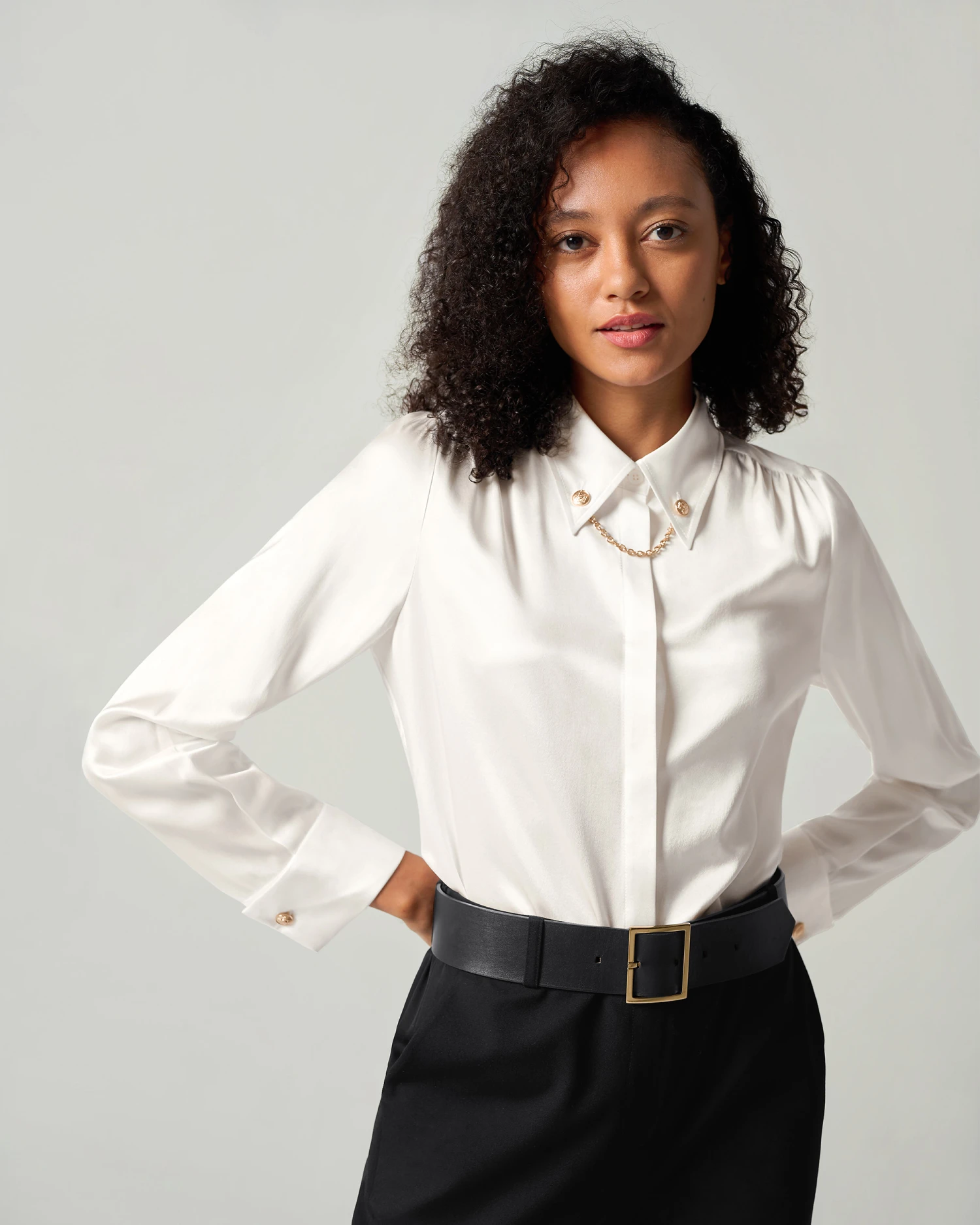 Silk Blouse With Metal Chain - Image 6