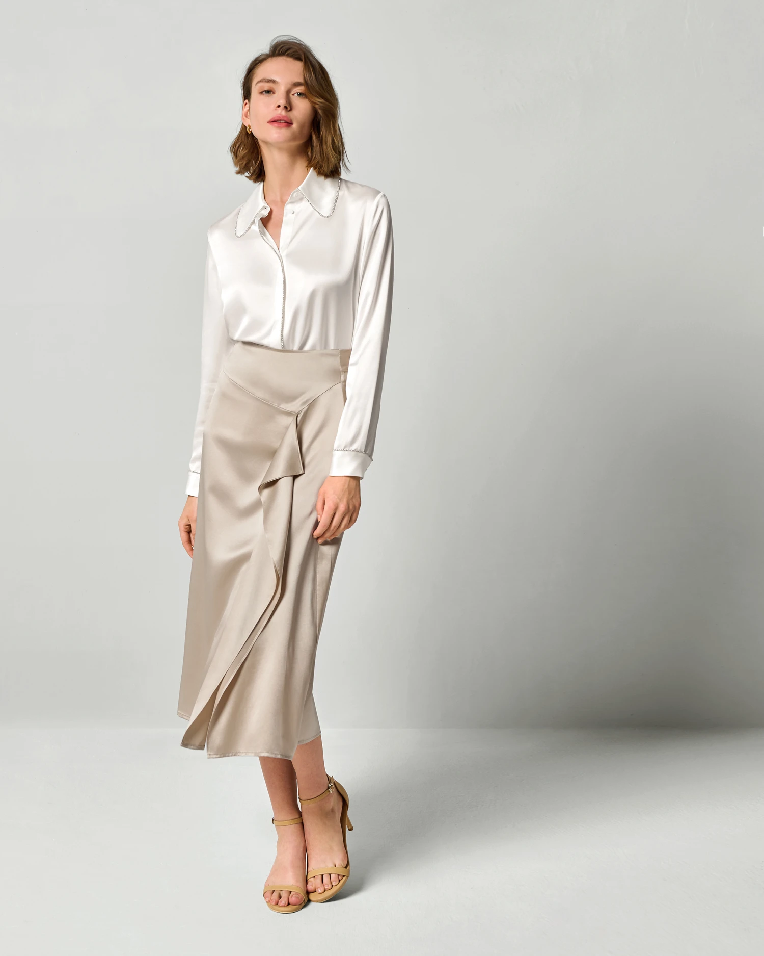 Rhinestone Trimmed Silk Blouse - Image 14