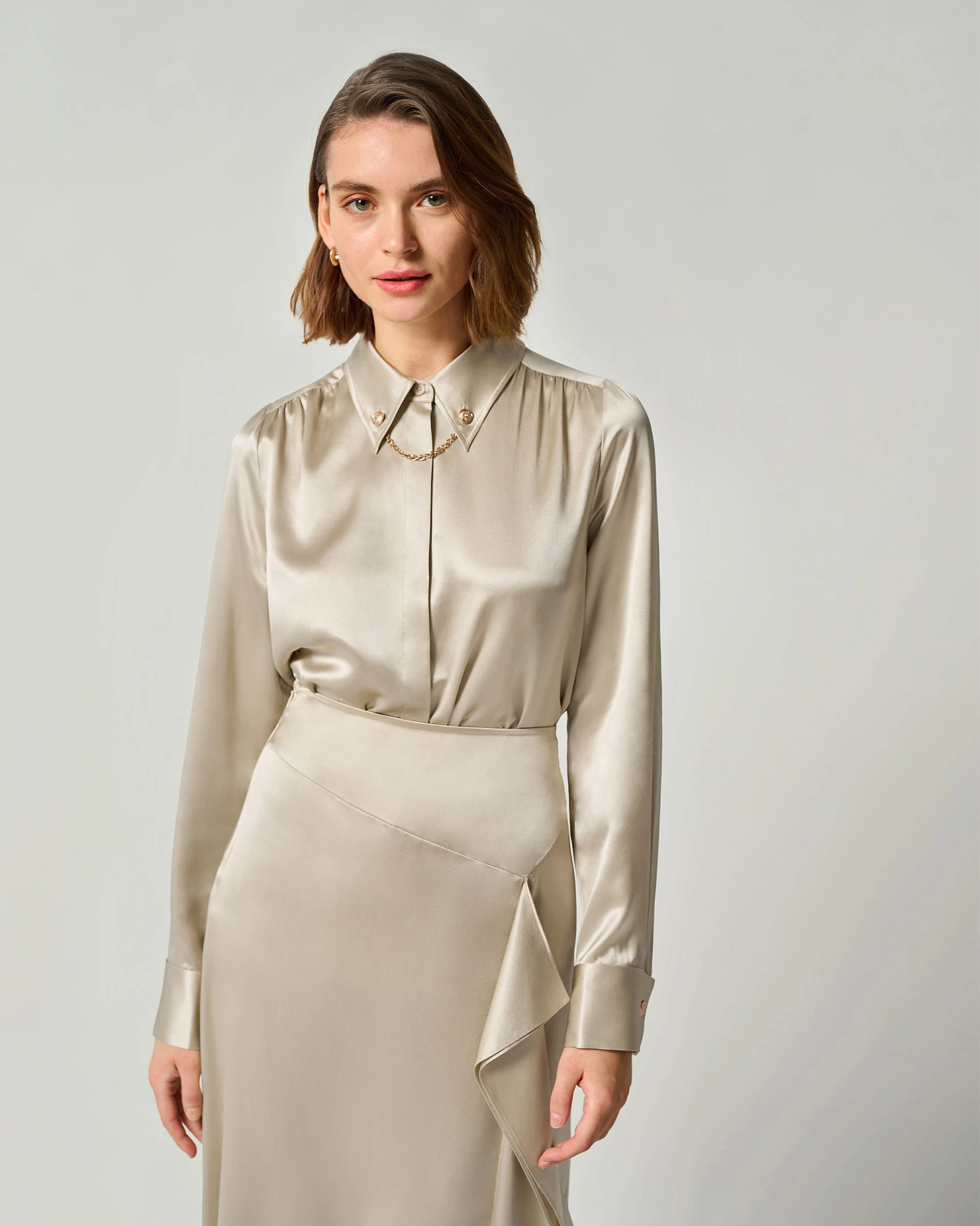 Silk Blouse With Metal Chain - Image 14