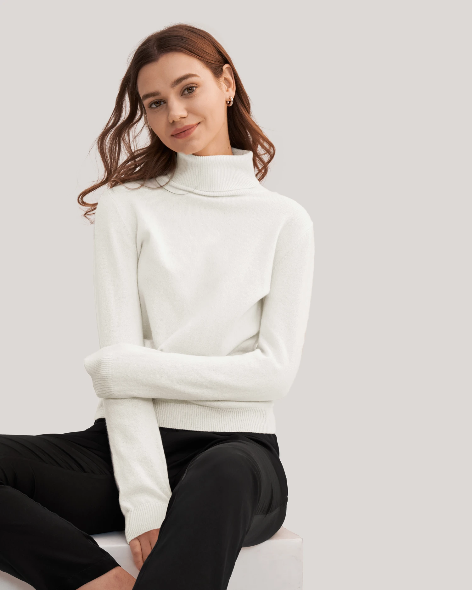 Pure Cashmere Turtleneck Sweater For Women - Image 14
