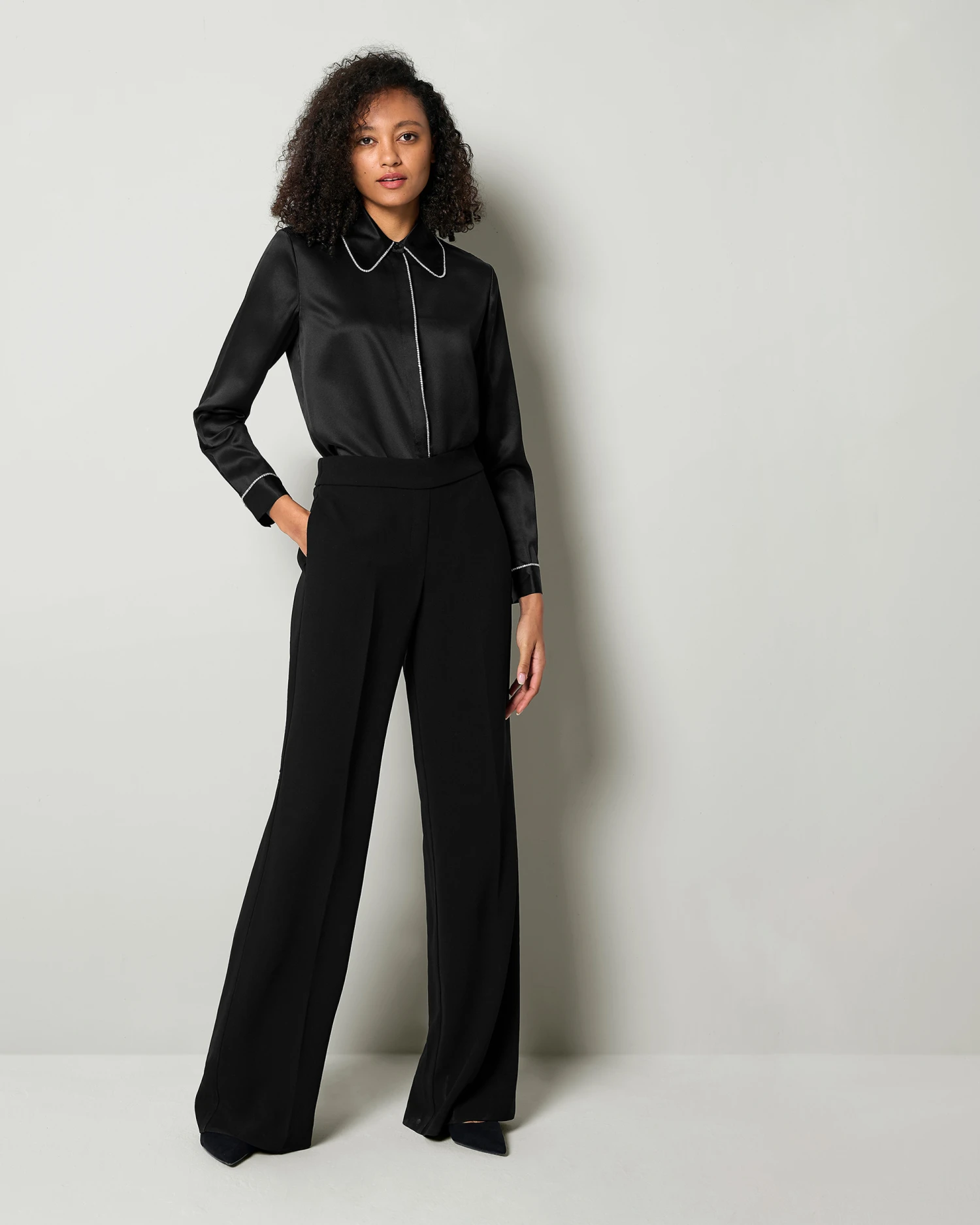 Rhinestone Trimmed Silk Blouse - Image 7