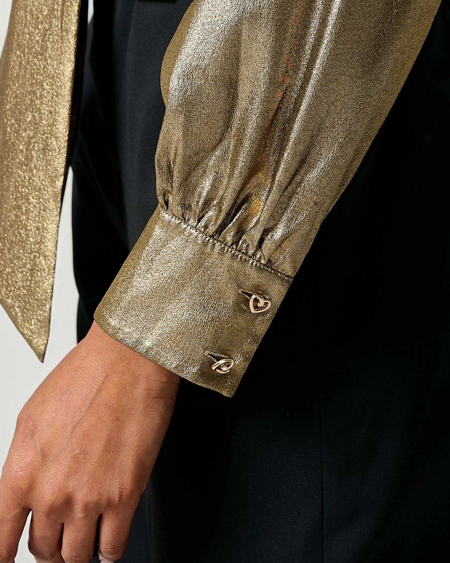 LILYSHEENA® Sophisticated Bow Tie Bronze Silk Blouse - Image 15