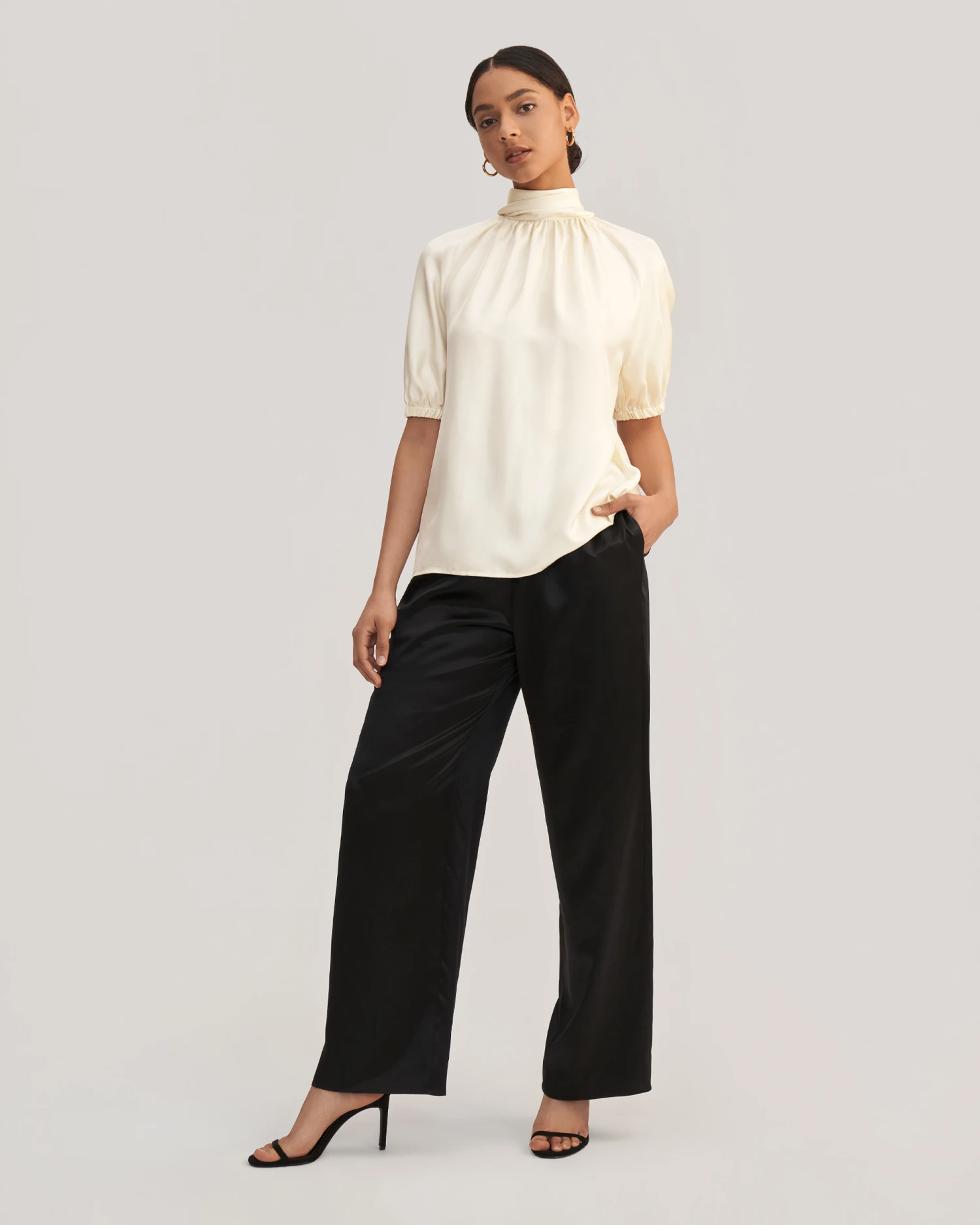 Women Ajuga Silk Twill Blouse Top - Image 14