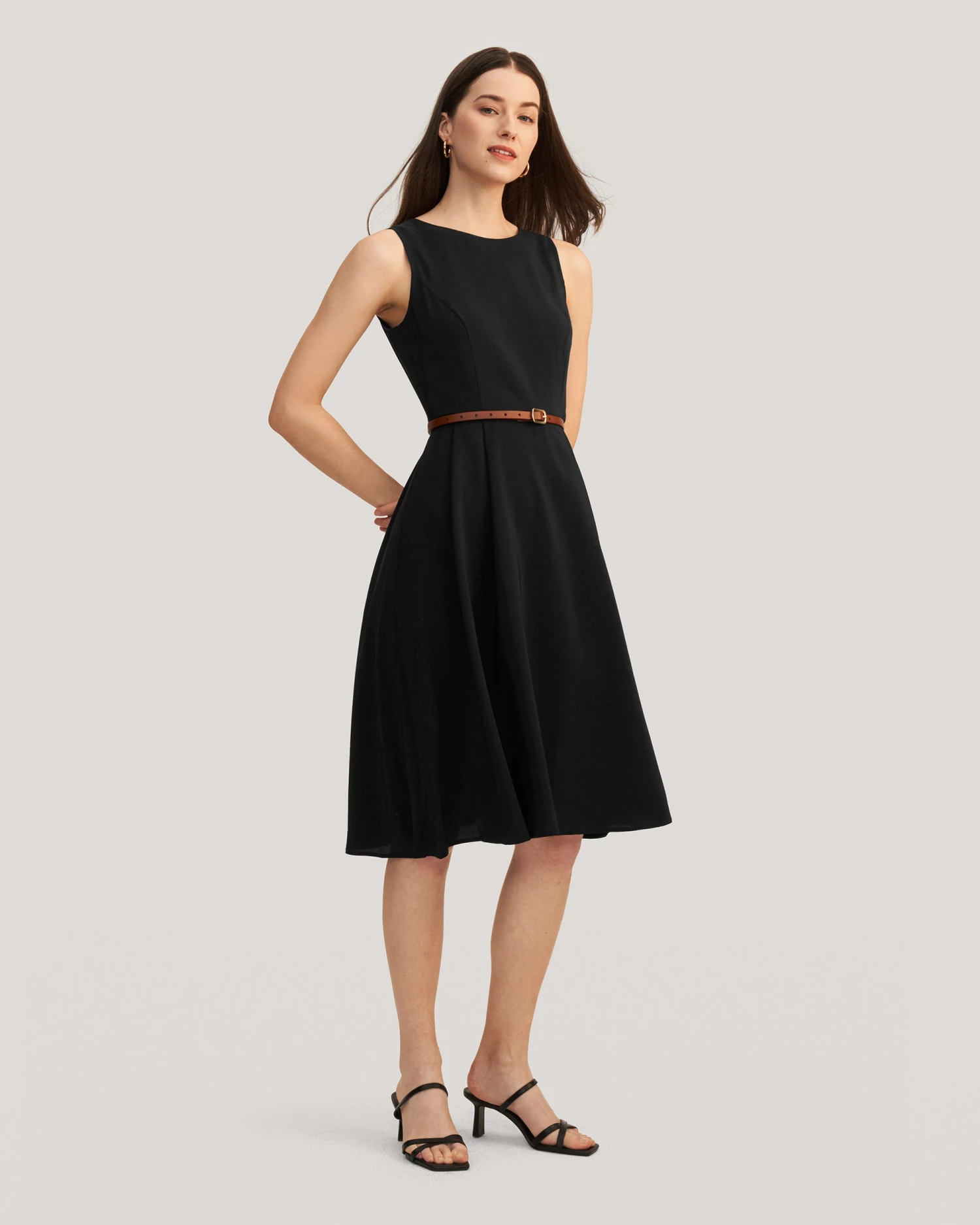 Vintage Round Neck Silk Little Black Dress - Image 7