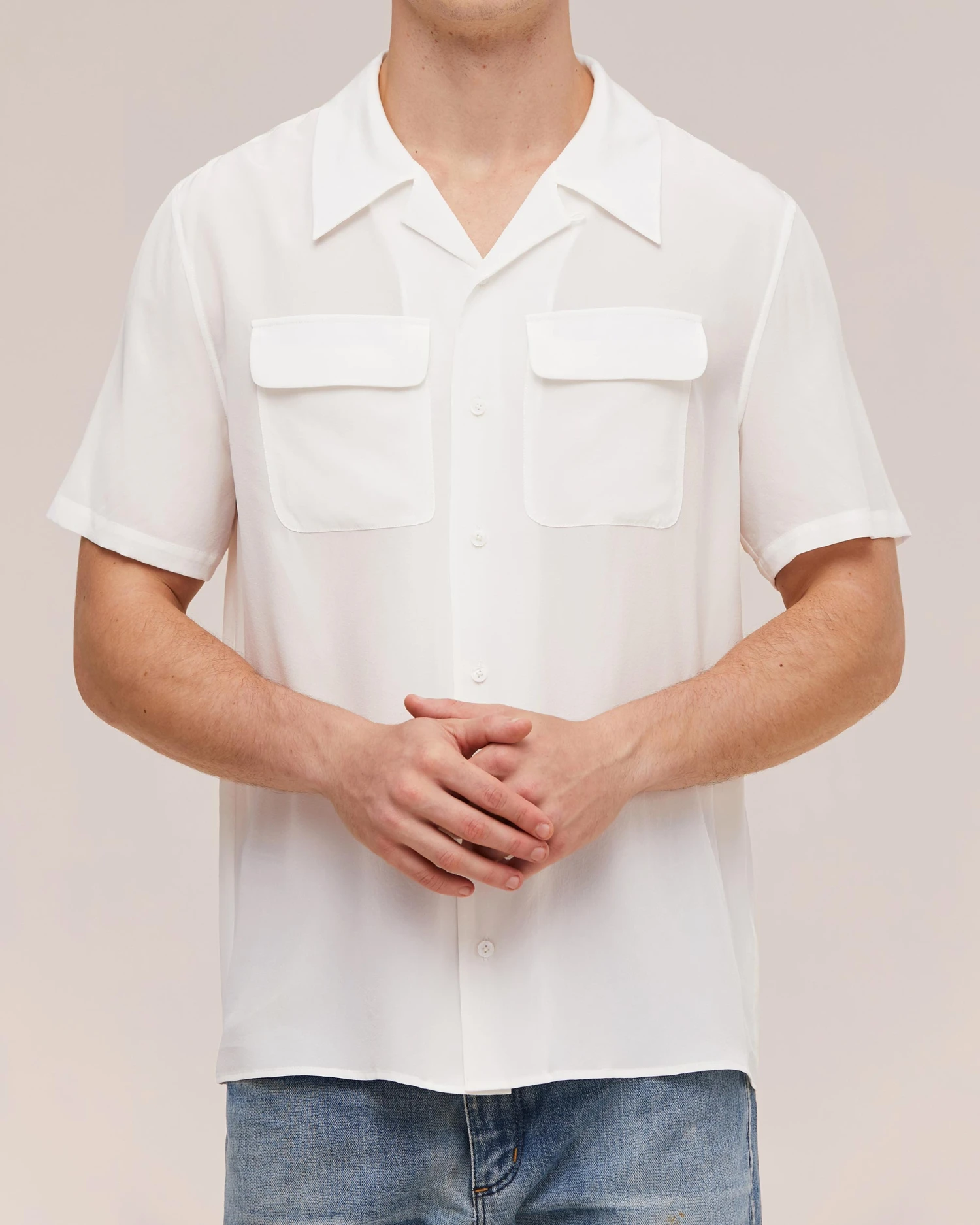 Men's Classic Short Sleeve Silk Shirt - Image 7