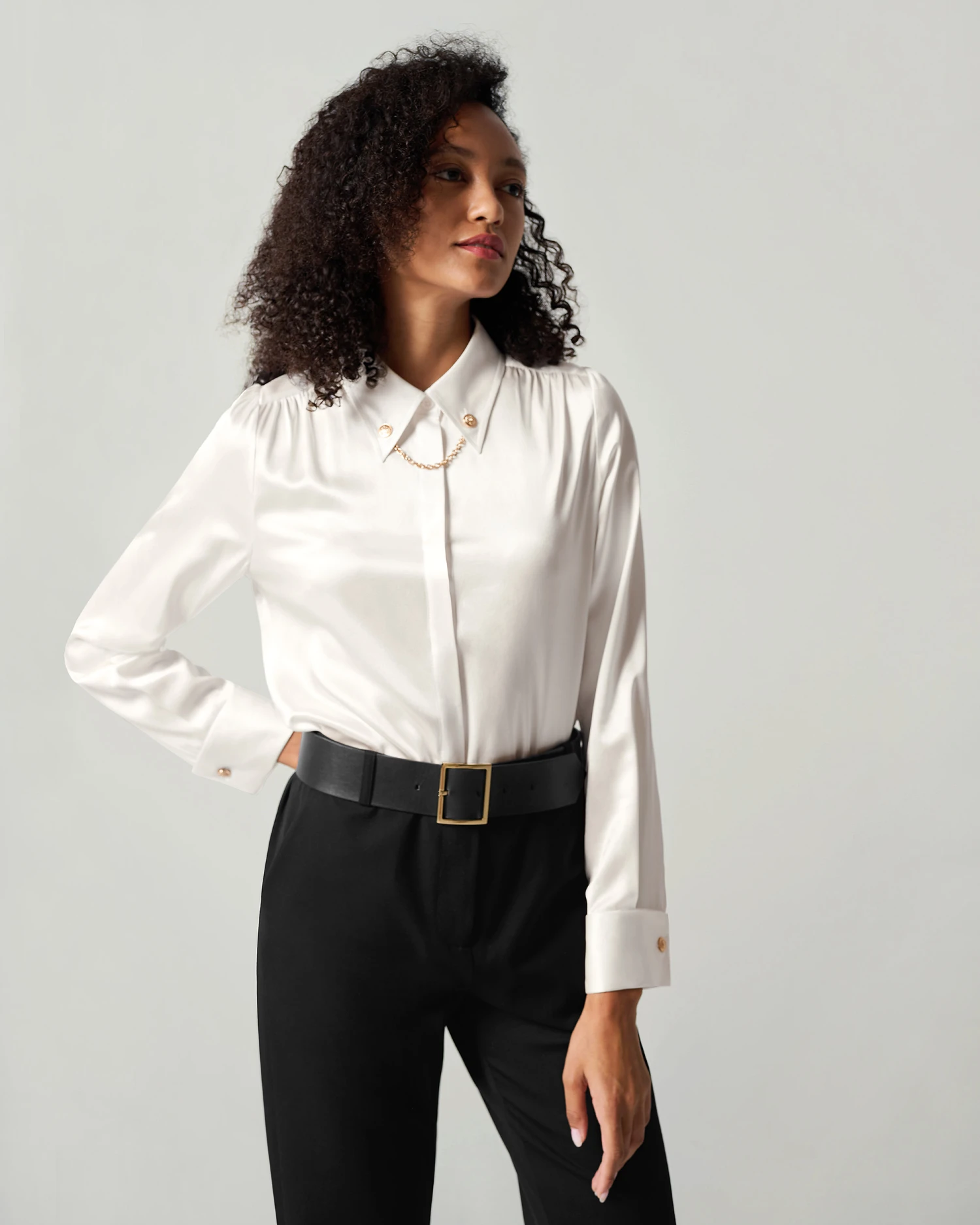 Silk Blouse With Metal Chain - Image 7