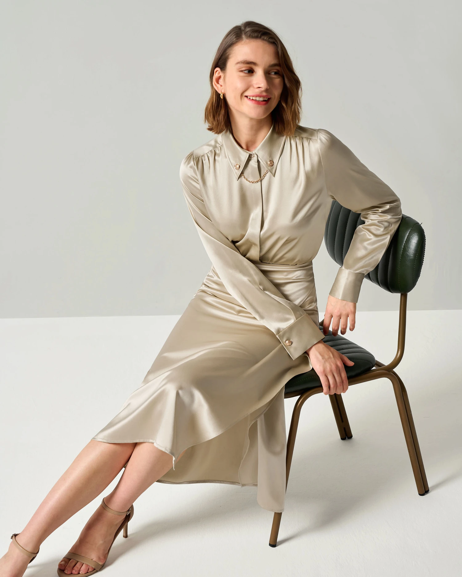 Silk Blouse With Metal Chain - Image 15